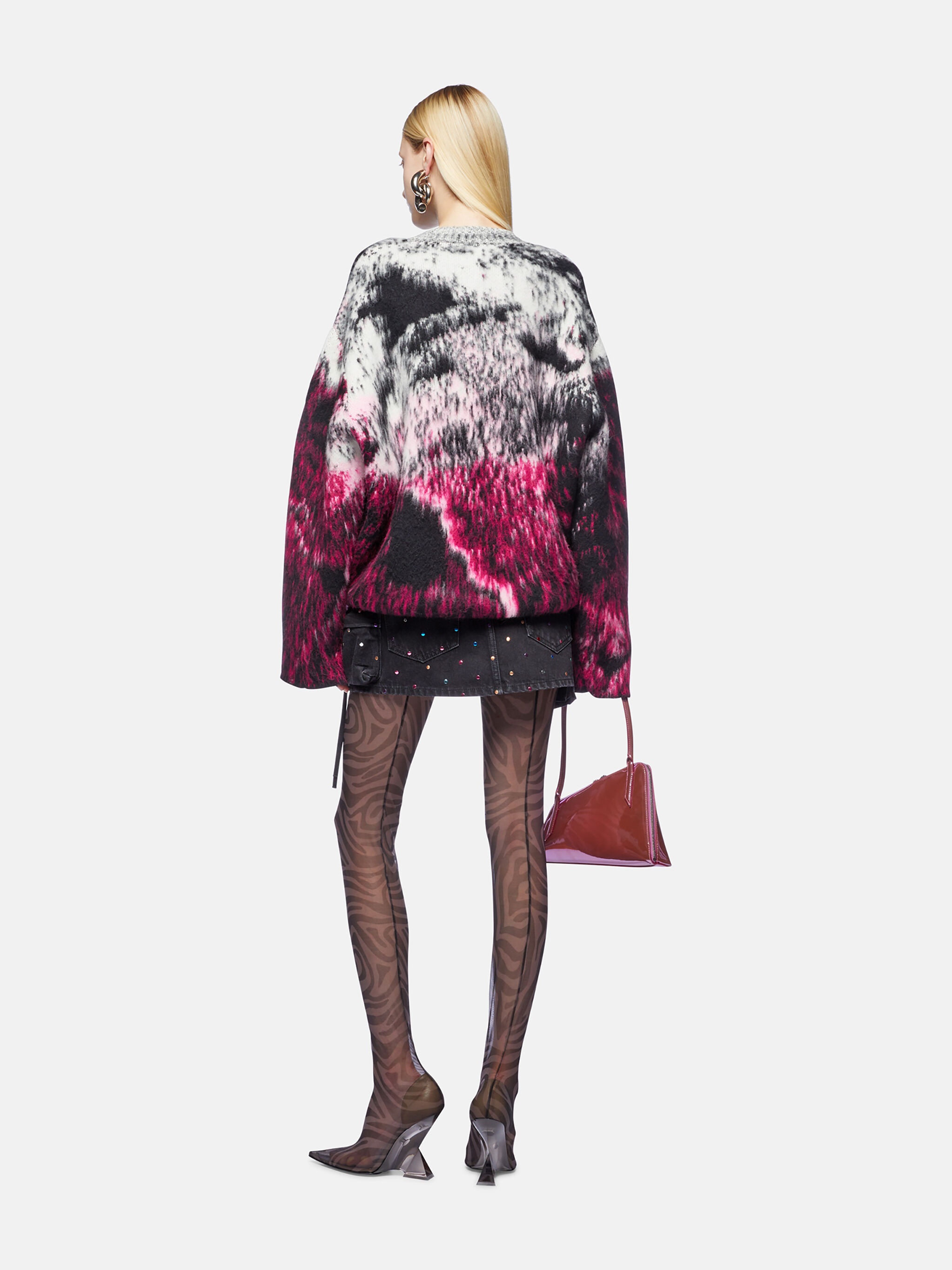 FUCHSIA, BLACK AND WHITE SWEATER - 3