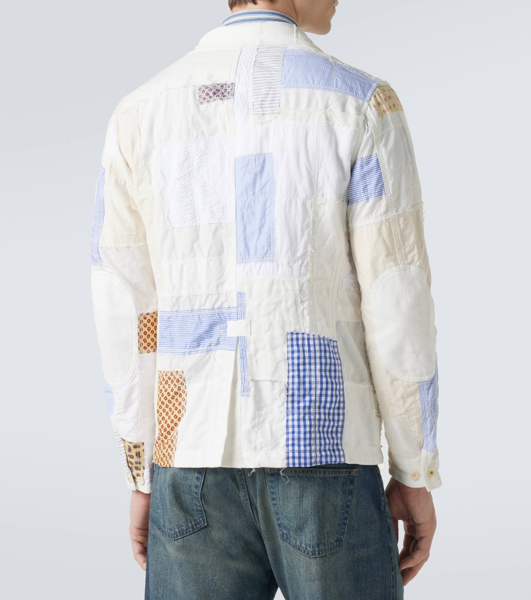 Patchwork cotton and linen-blend blazer - 4