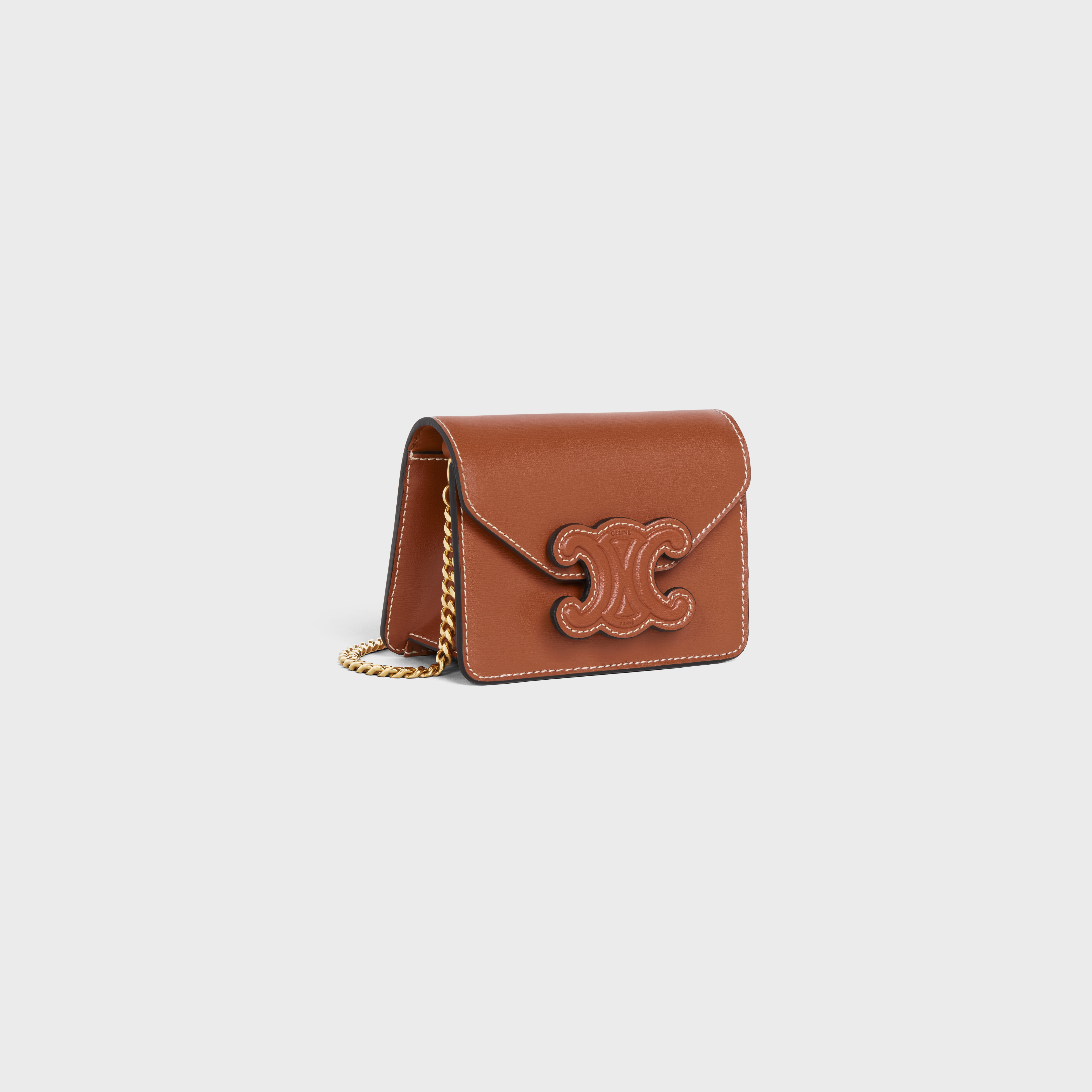 CARD HOLDER ON CHAIN TRIOMPHE in Shiny calfskin - 2