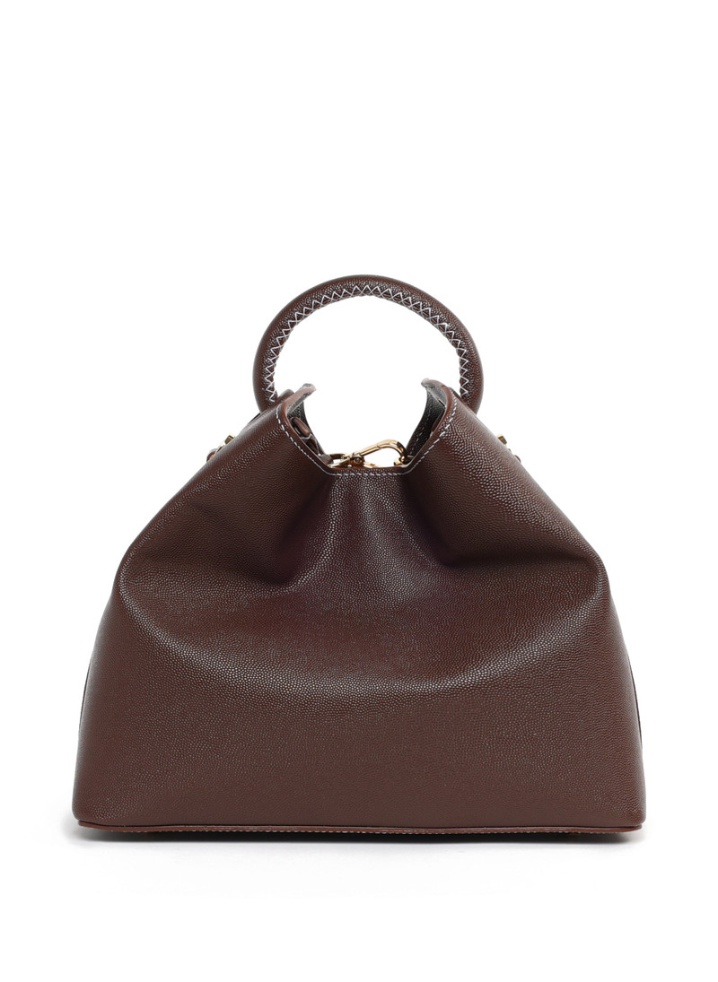 Raisin Caviar Leather Brown White Stitching 1