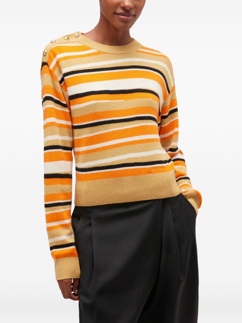 striped button-detailed sweater - 3