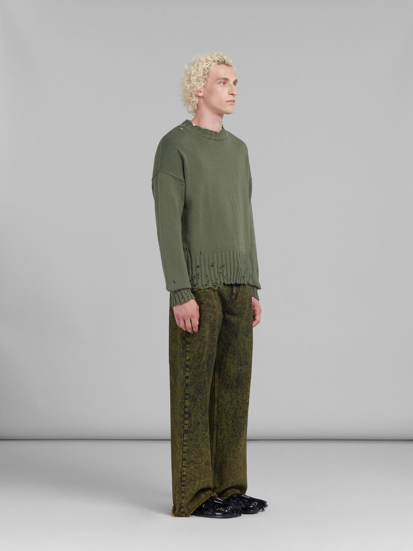 GREEN COTTON CREW-NECK JUMPER - 5