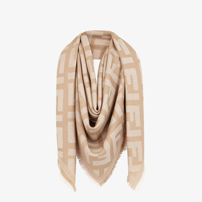 FENDI Beige wool and cashmere shawl outlook