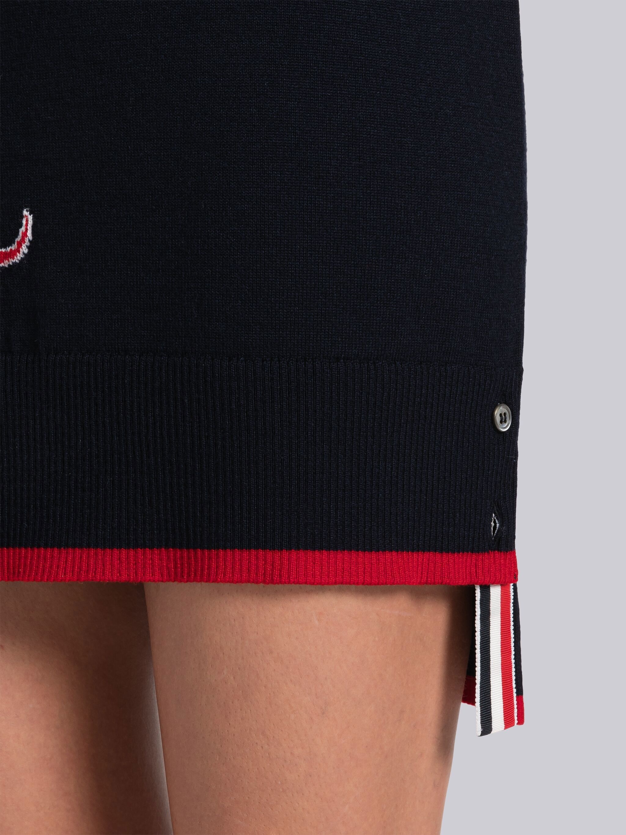 Fine Merino Hector Icon 4-Bar Long Sleeve Polo Dress - 5