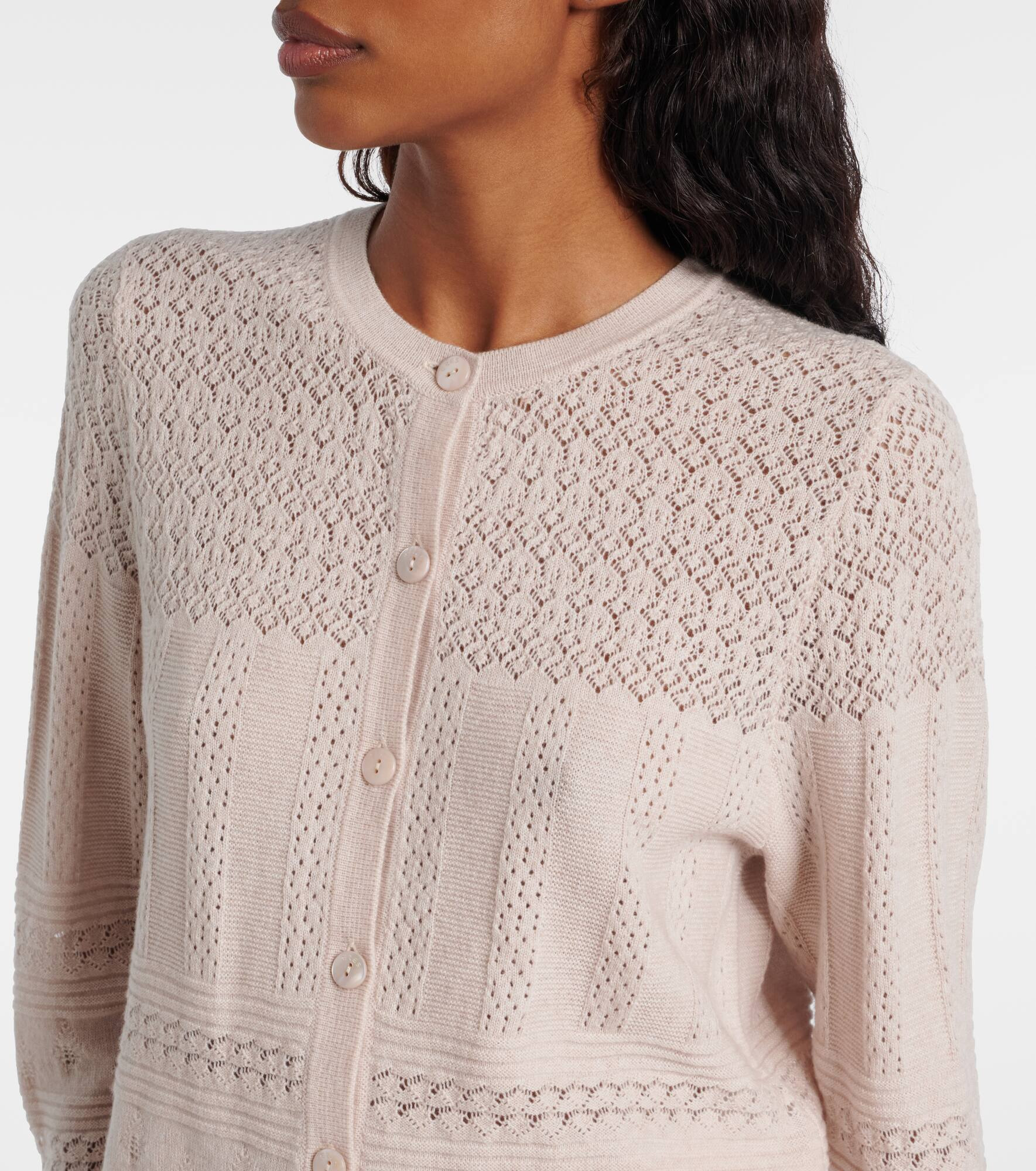 Trio pointelle wool and cashmere cardigan - 4