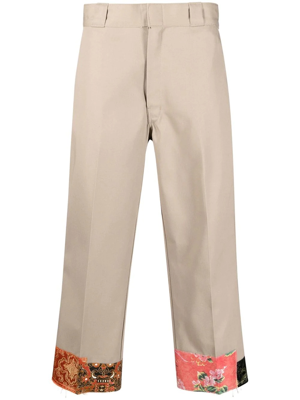 contrast-hem cropped trousers - 1