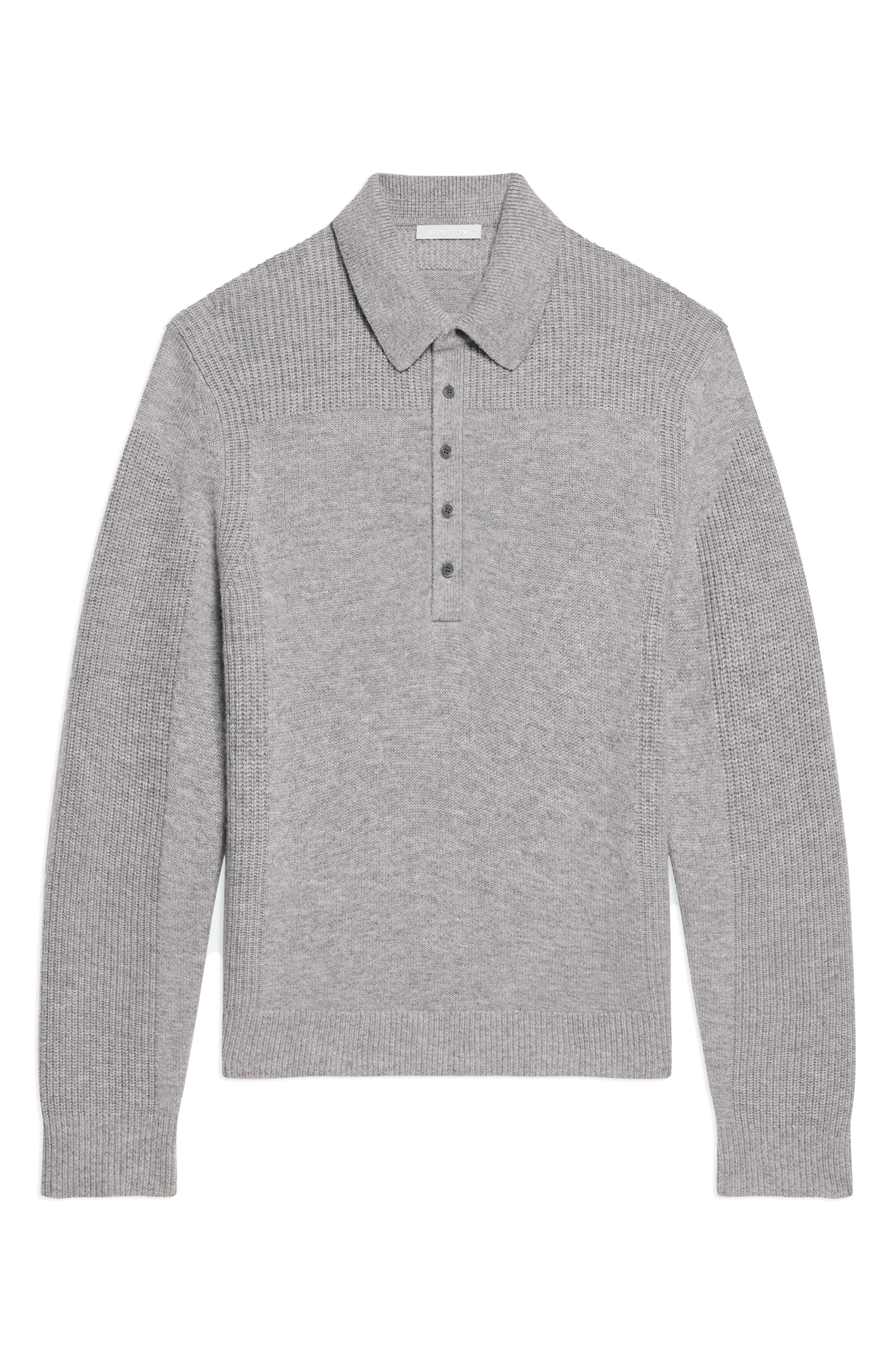 Helmut Lang Block Polo Sweater in Grey Melange - 5