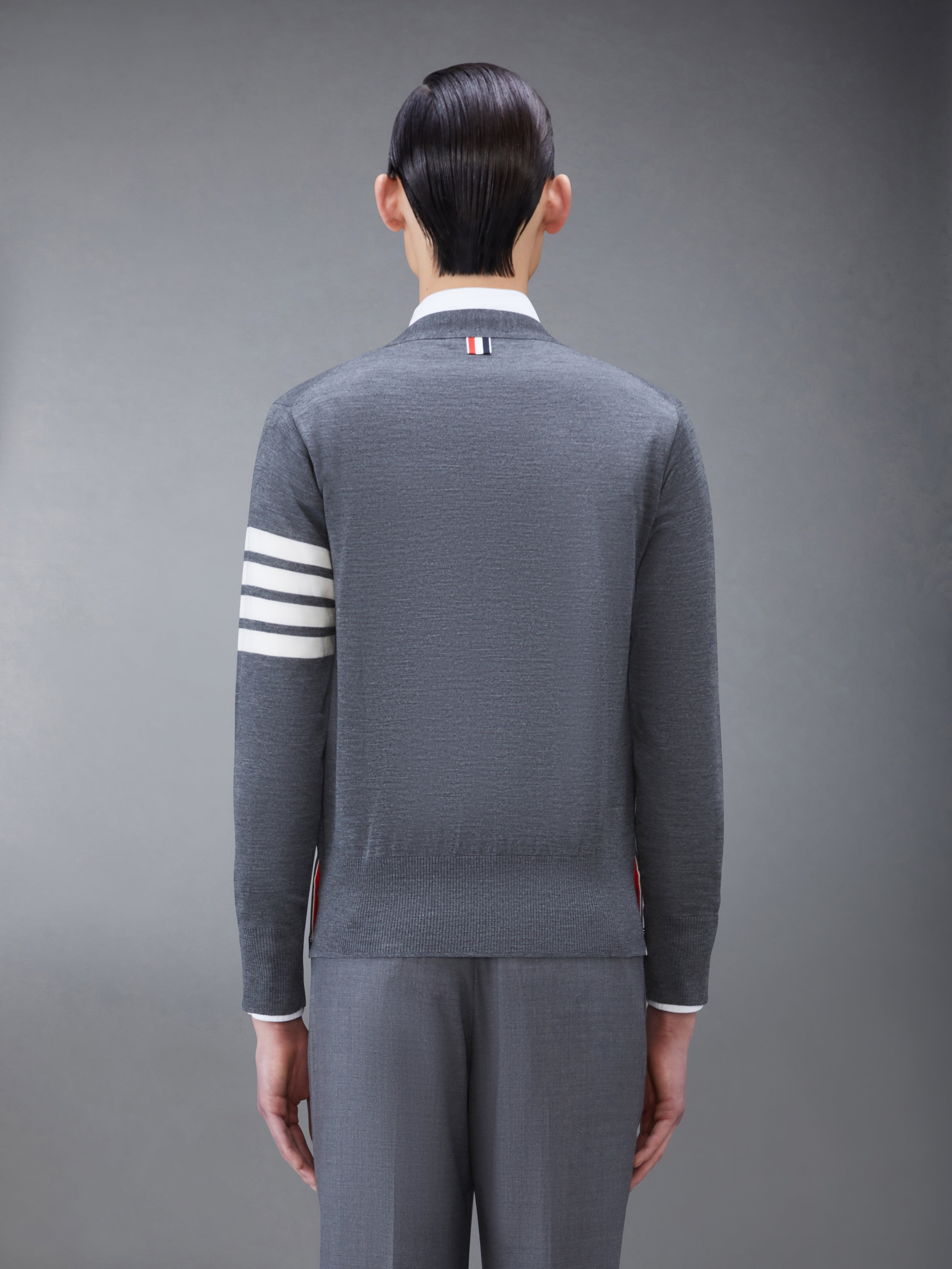 WOOL CLASSIC 4-BAR V-NECK CARDIGAN - 3