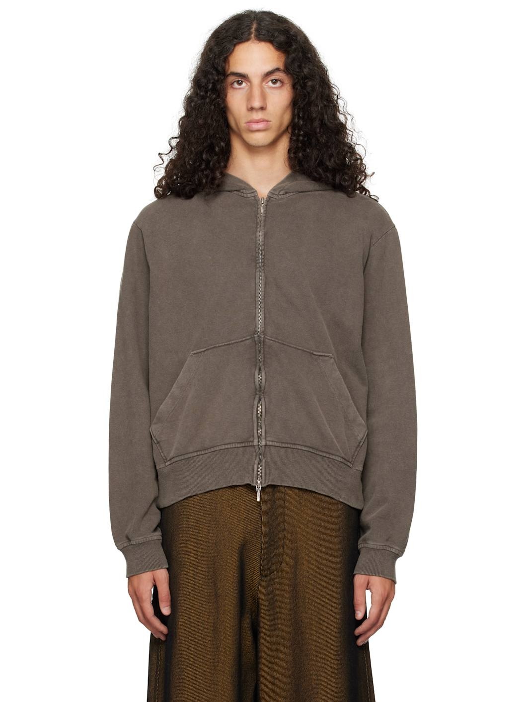 Omar Afridi Brown Shabby Full Zipped Hoodie | REVERSIBLE