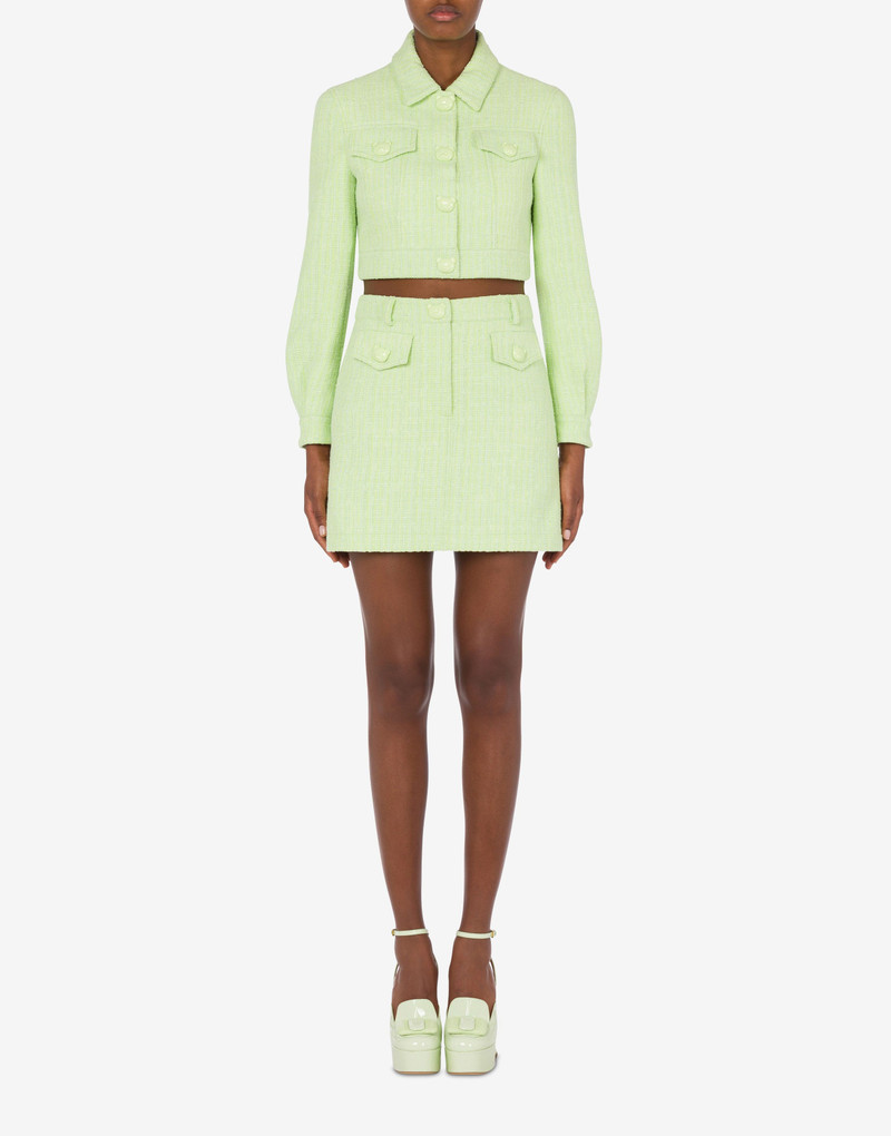 Moschino CROPPED TEDDY BUTTONS TWEED JACKET outlook