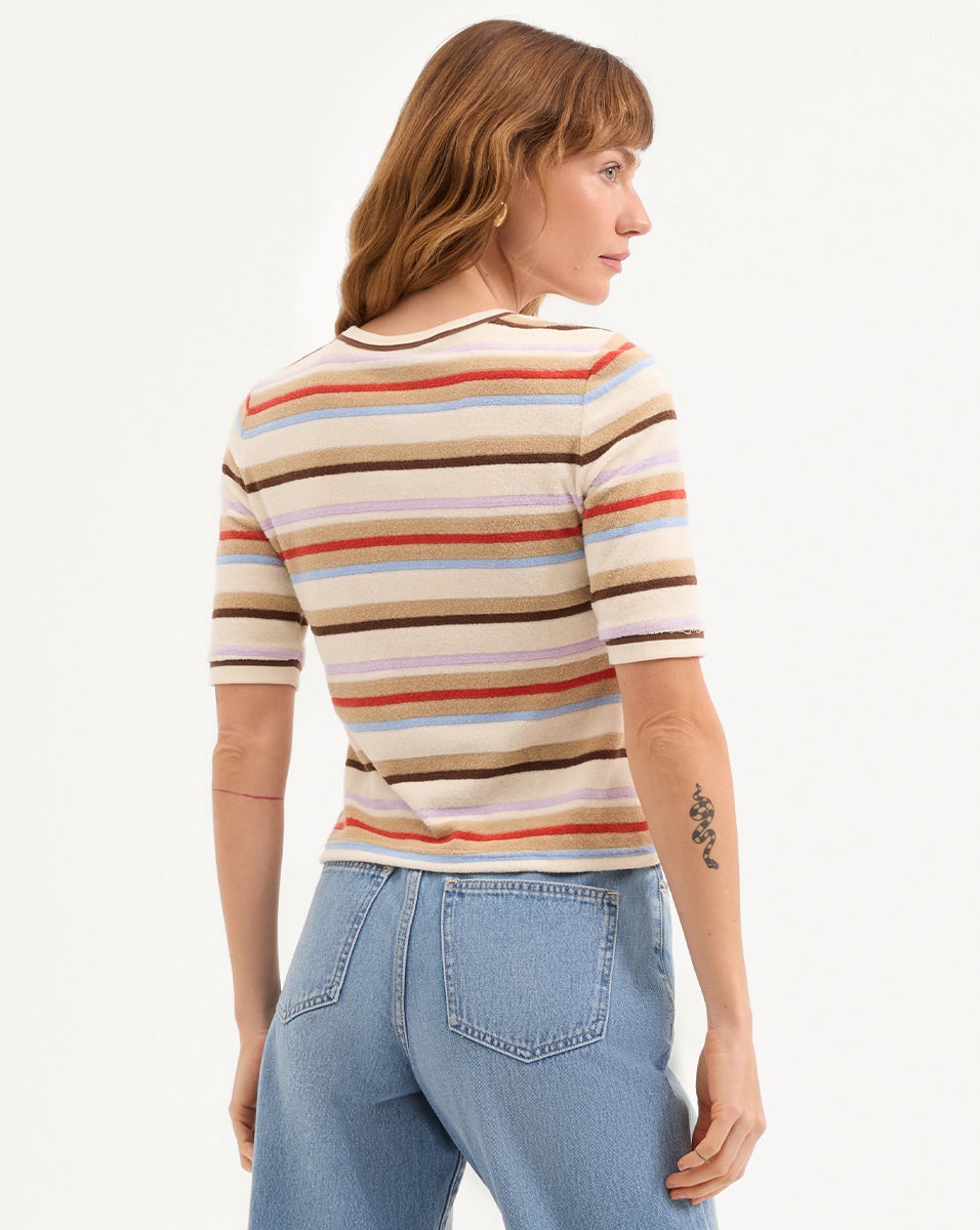 BRENDAN STRIPED SHORT-SLEEVE CARDIGAN - 6