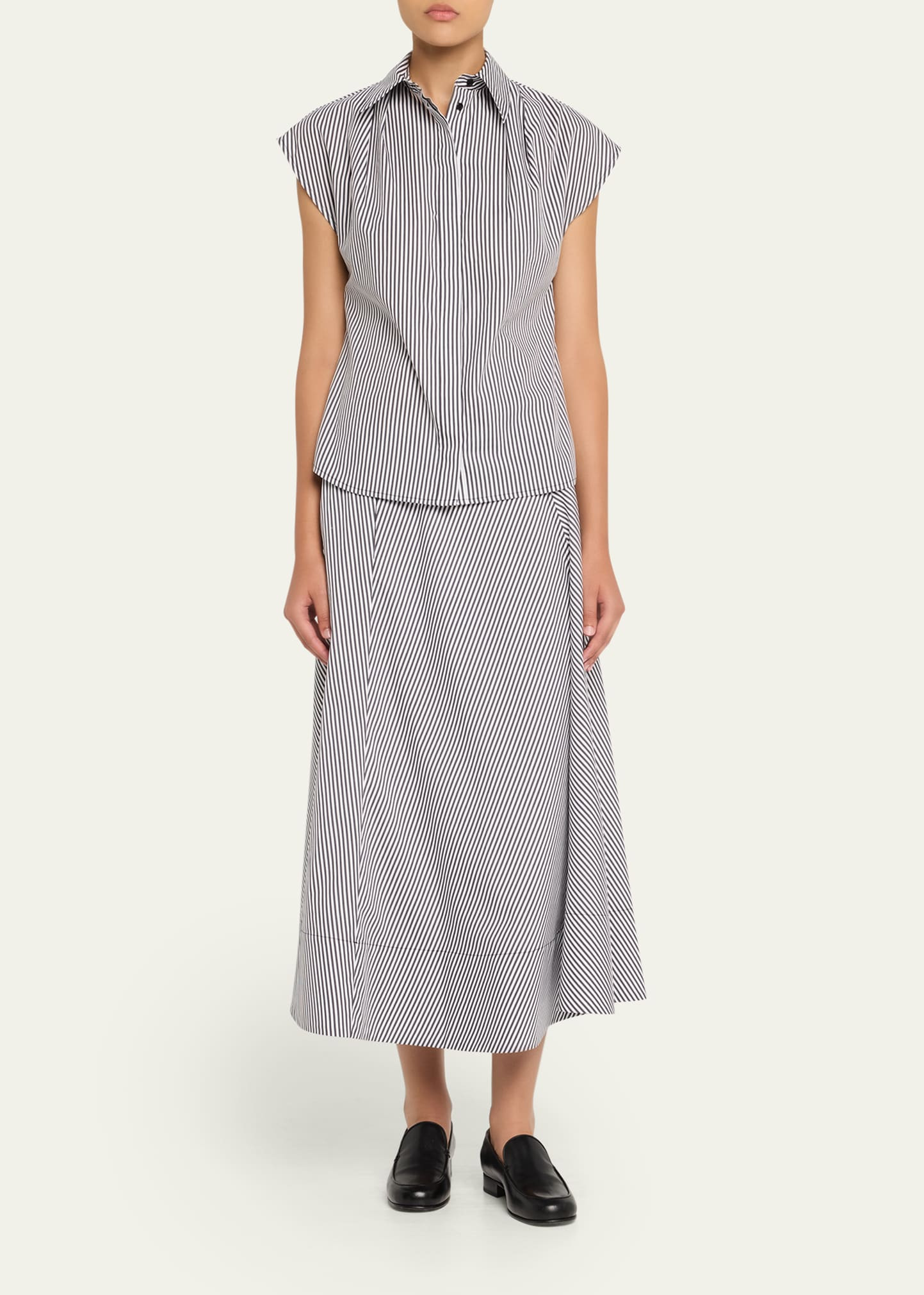 Knox Striped Low-Slung Midi Circle Skirt - 2