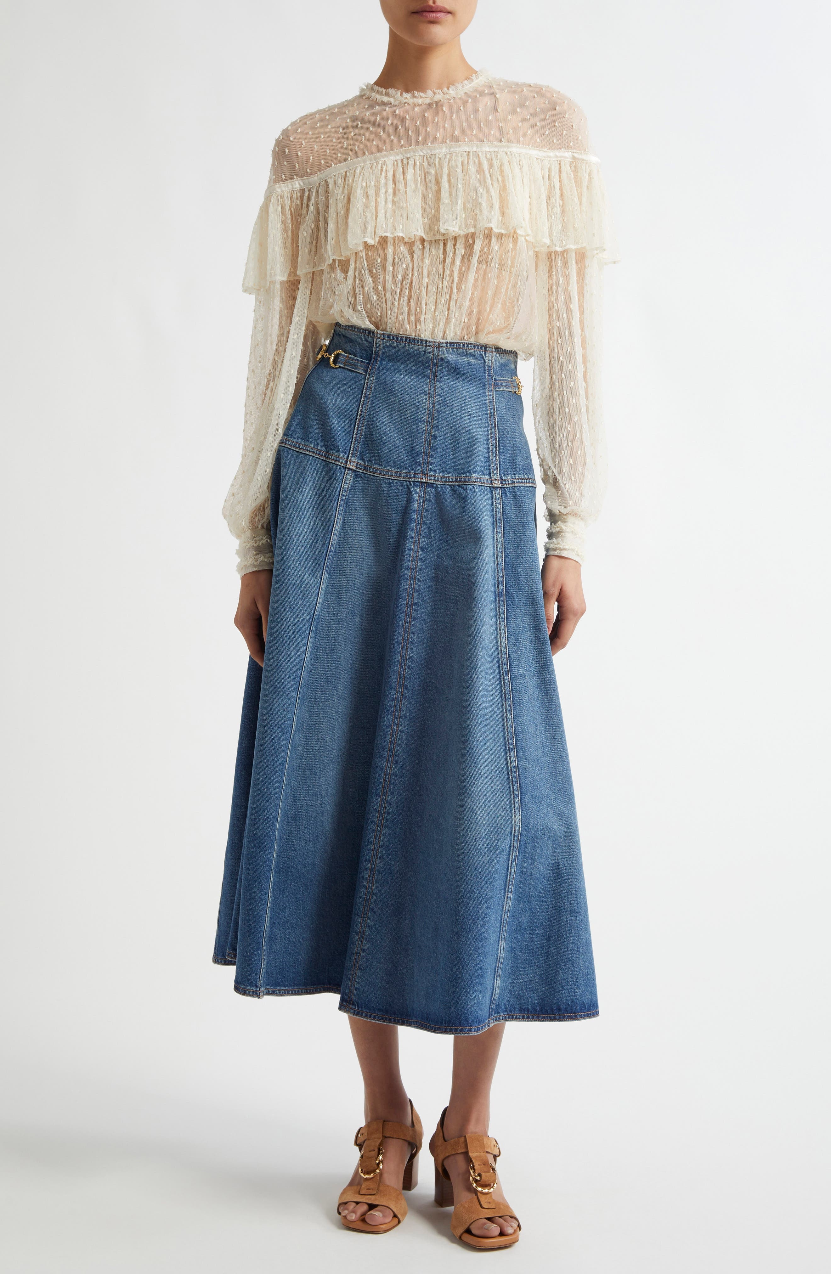 Ulla Johnson The Brigette A-Line Denim Midi Skirt in Danube at Nordstrom - 2