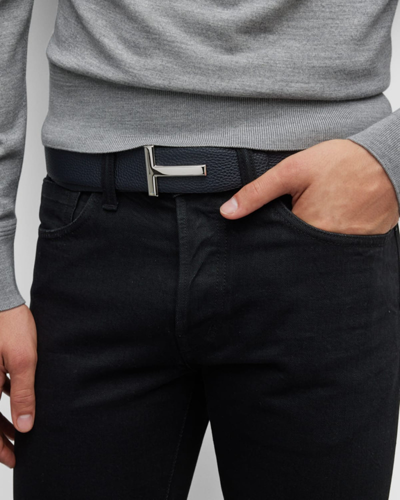 TOM FORD Men's Signature T Reversible Leather Belt outlook
