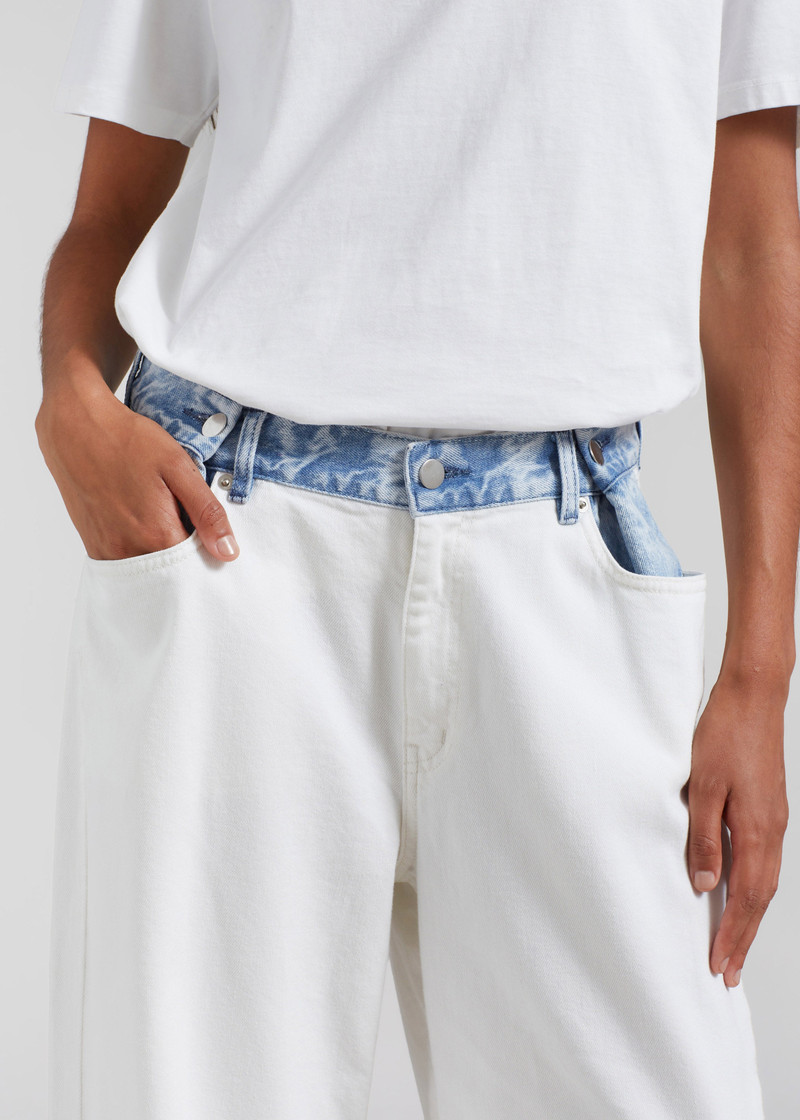 Hayla Contrast Denim Pants - Off White/Blue 4