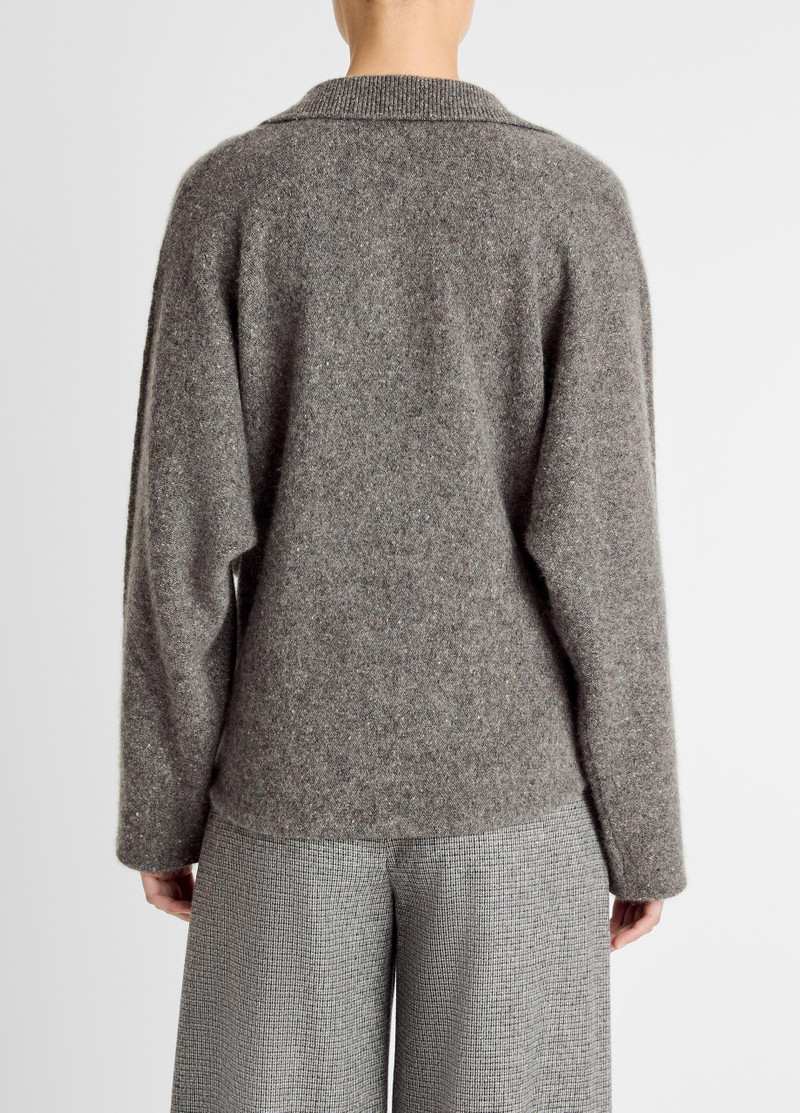 Vince Donegal Plush Cashmere Dolman-Sleeve Polo Sweater outlook