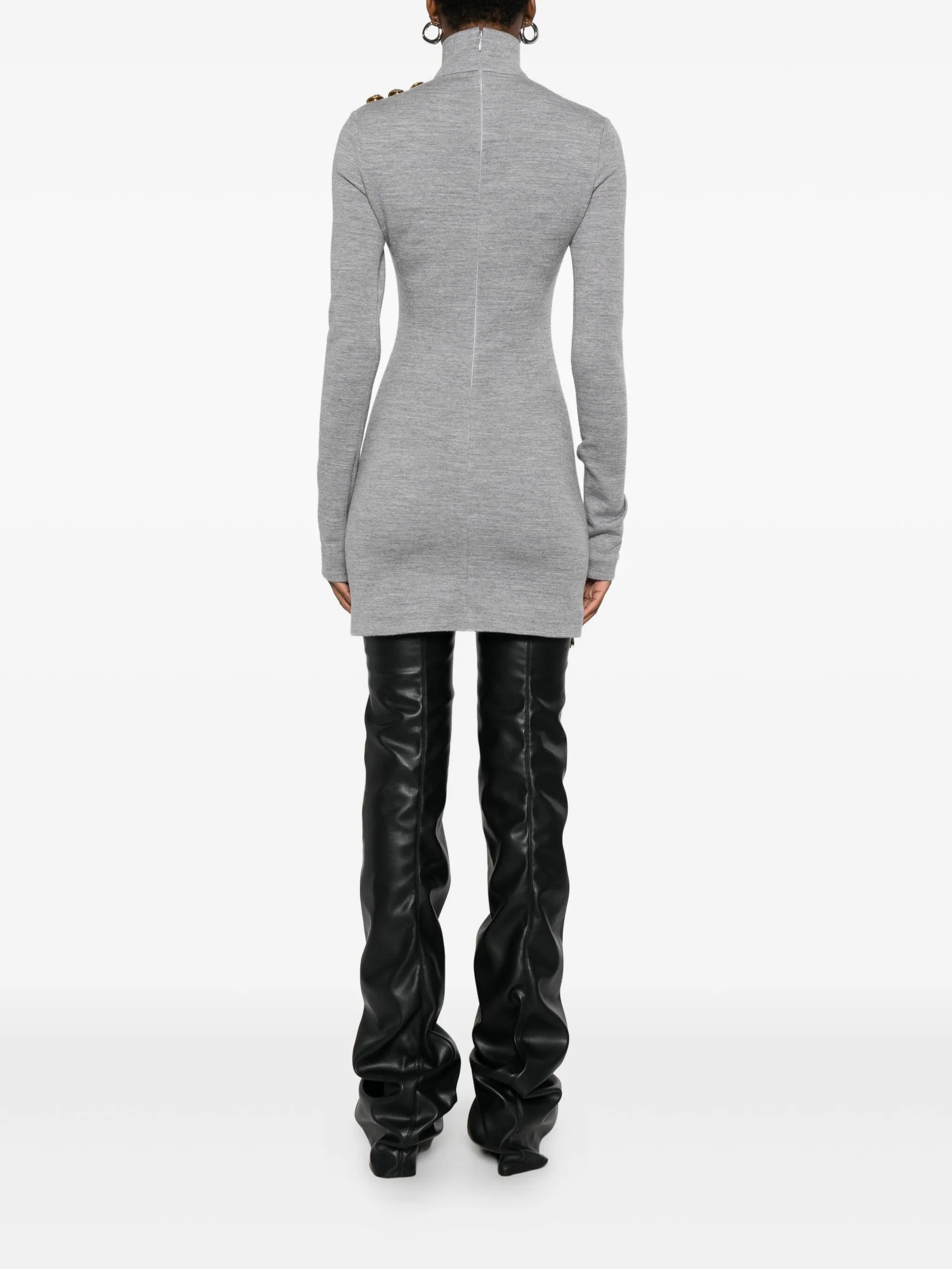 Balmain High-neck Button-detail Dress - 5
