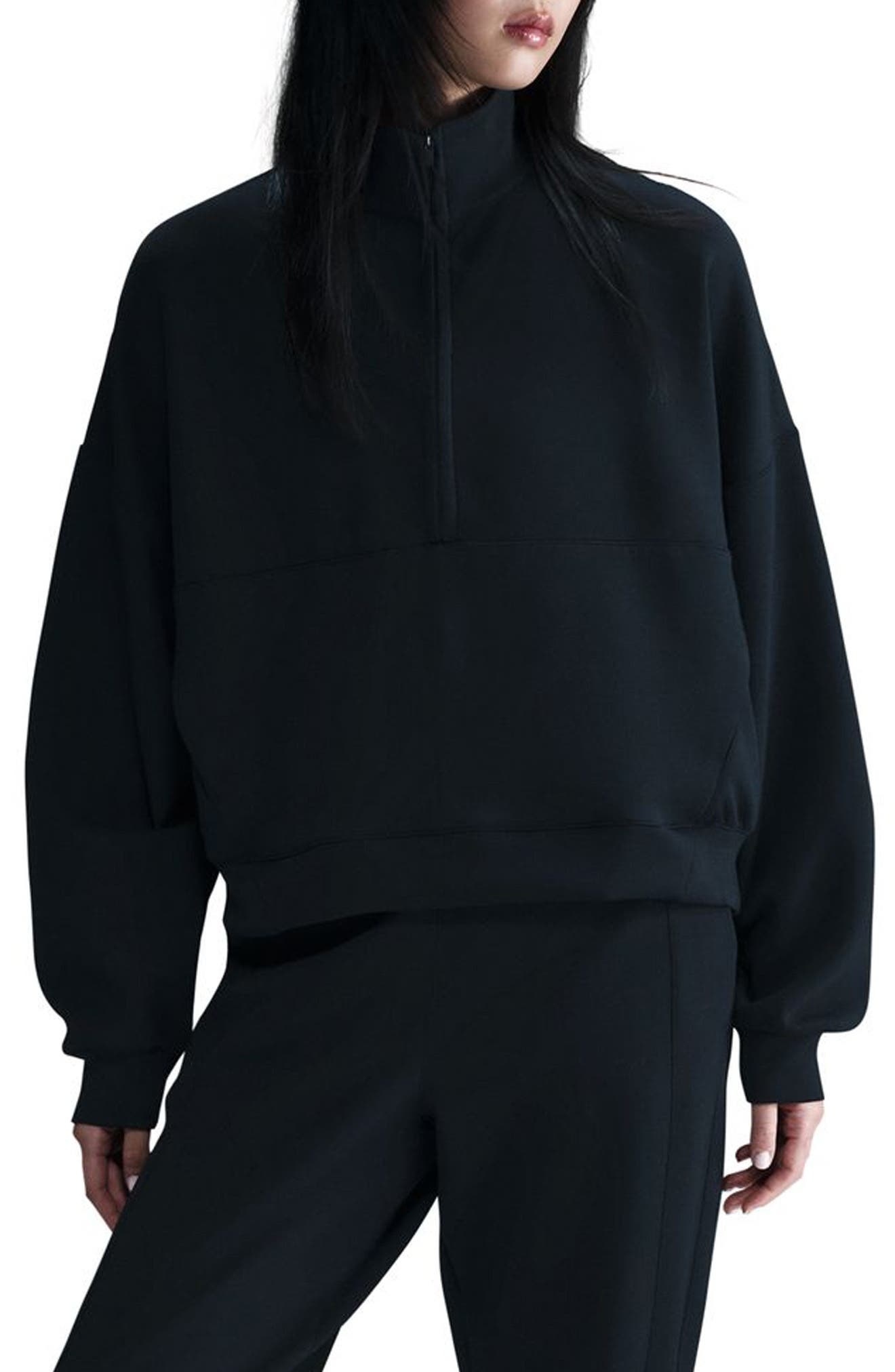 Nike 24.7 ImpossiblySoft Dri-FIT Oversize Half Zip Top in 010 Black/black at Nordstrom - 1