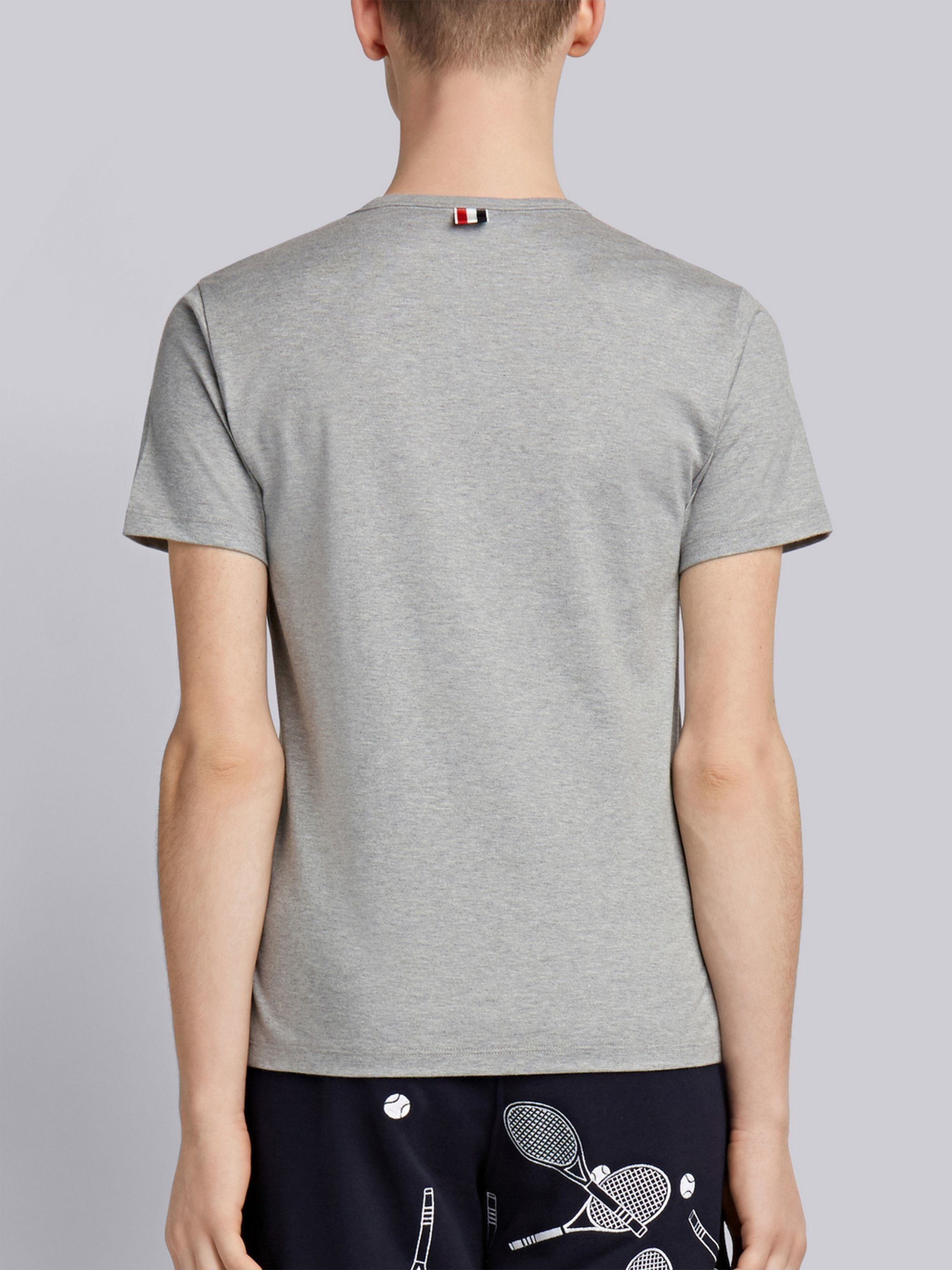 Light Greymedium Weight Jersey Tipped Pocket Crew Neck Tee - 3