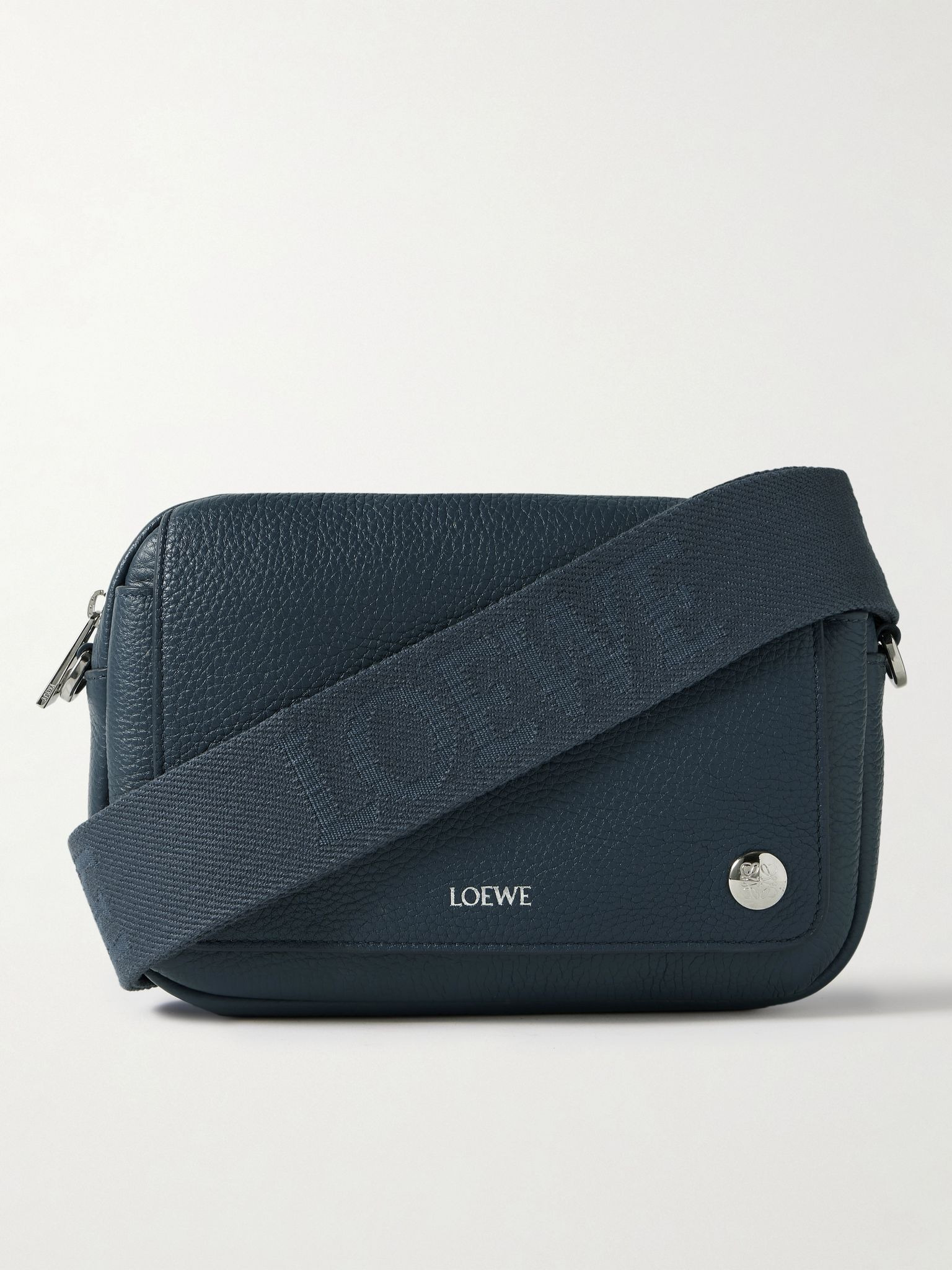 Pebble Full-Grain Leather Messenger Bag Blue - 1
