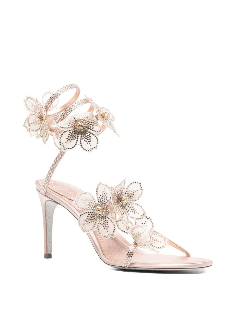 RENE CAOVILLA Floriane flowers strass embellished heeled sandals outlook
