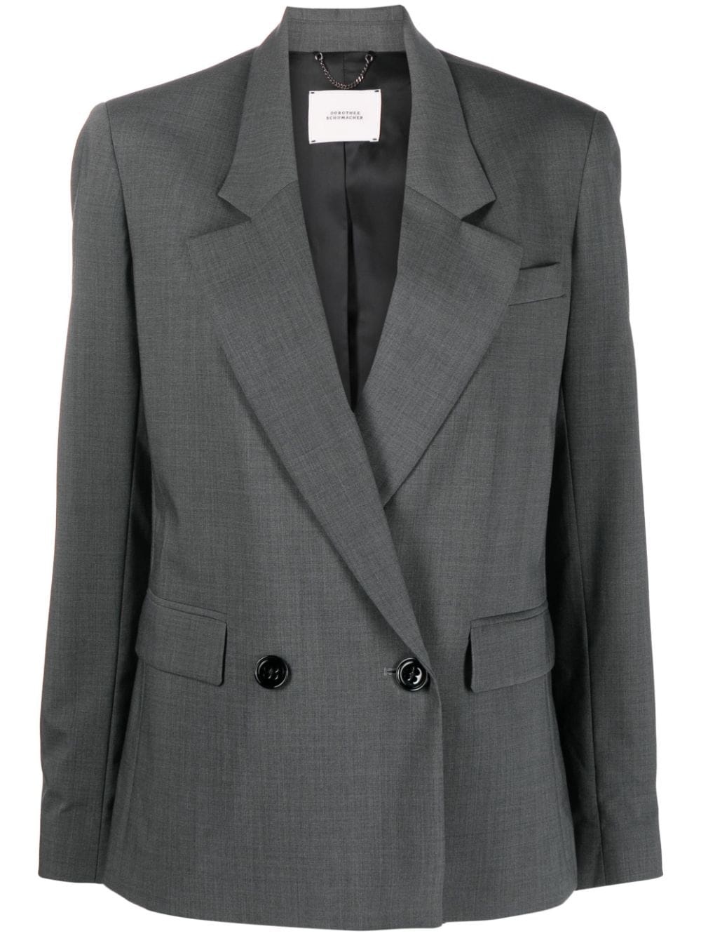 double-breasted virgin wool-blend blazer - 1