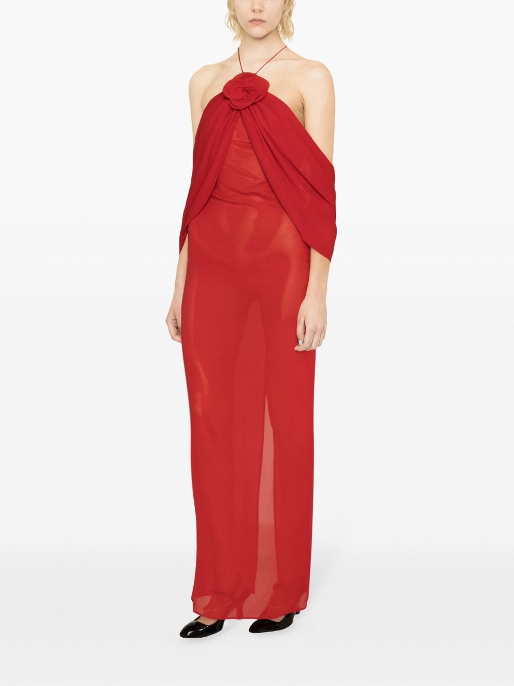 flower-appliquÃ© silk-blend dress - 3