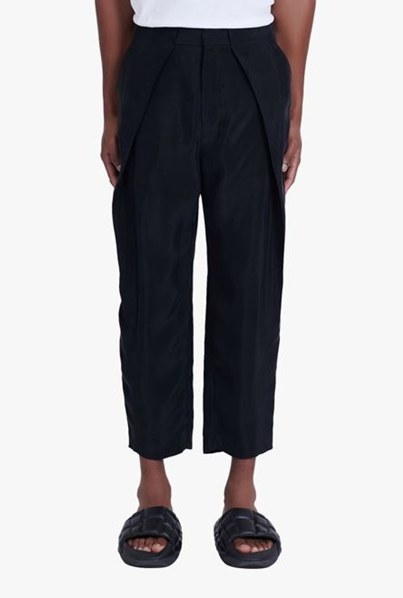 Black and white cuprammonium rayon pleated pants 5