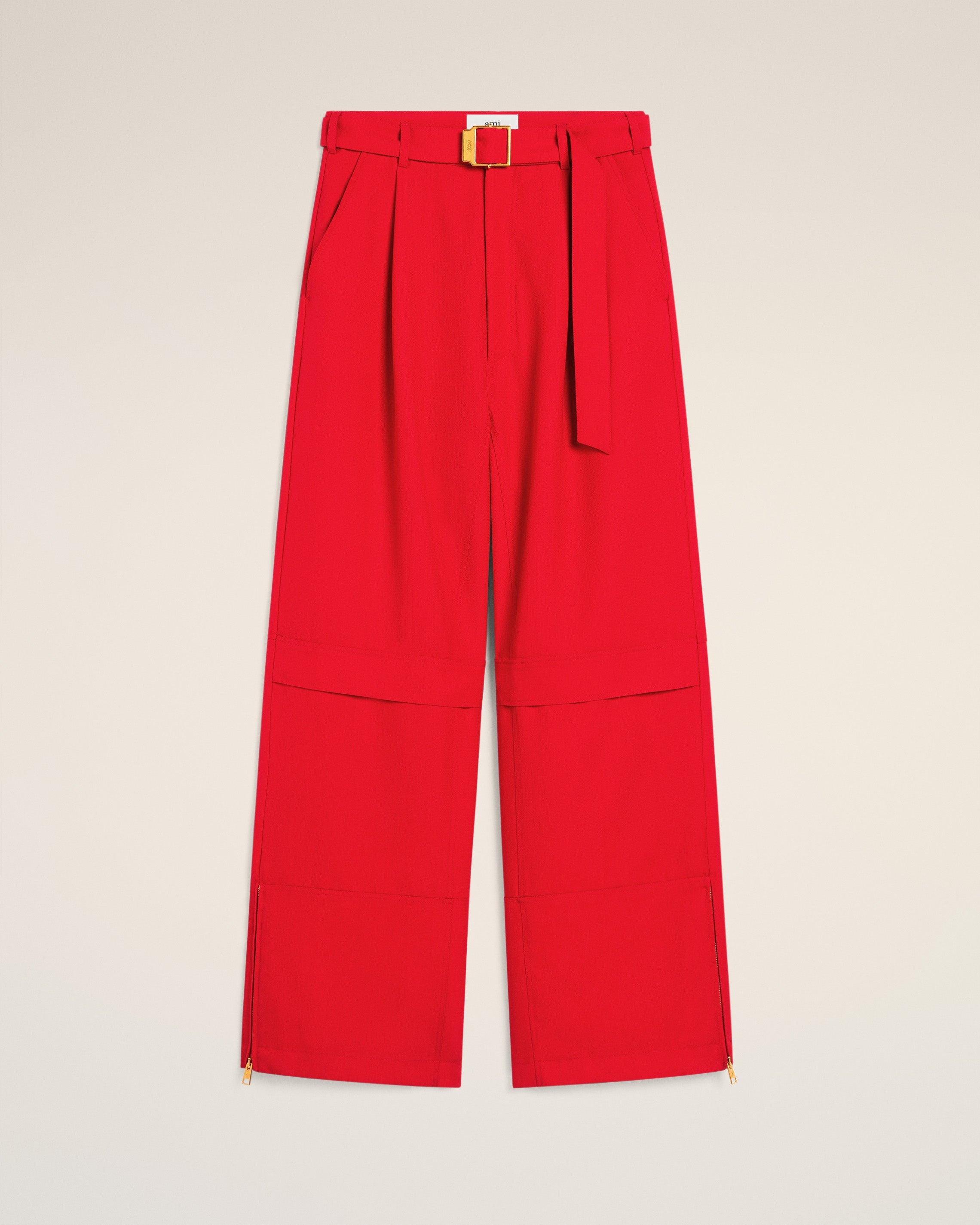 RED WOOL CARGO TROUSERS - 2
