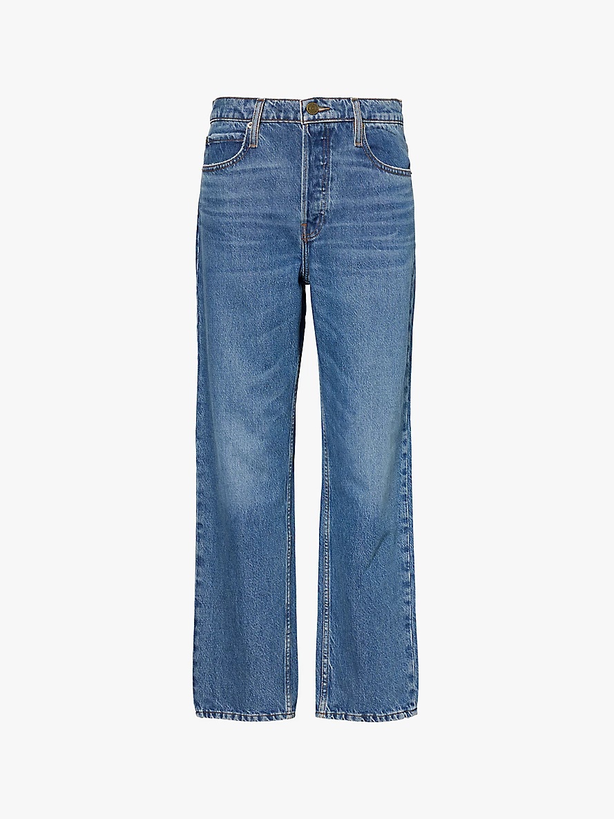 The Slouchy faded wash straight-leg mid-rise recycled-denim jeans - 1