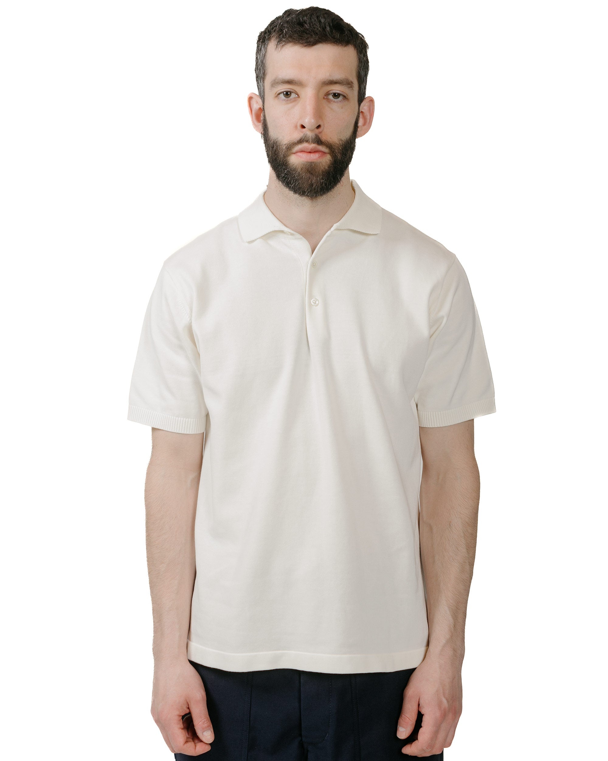 Knit Polo Solid 12G White - 2