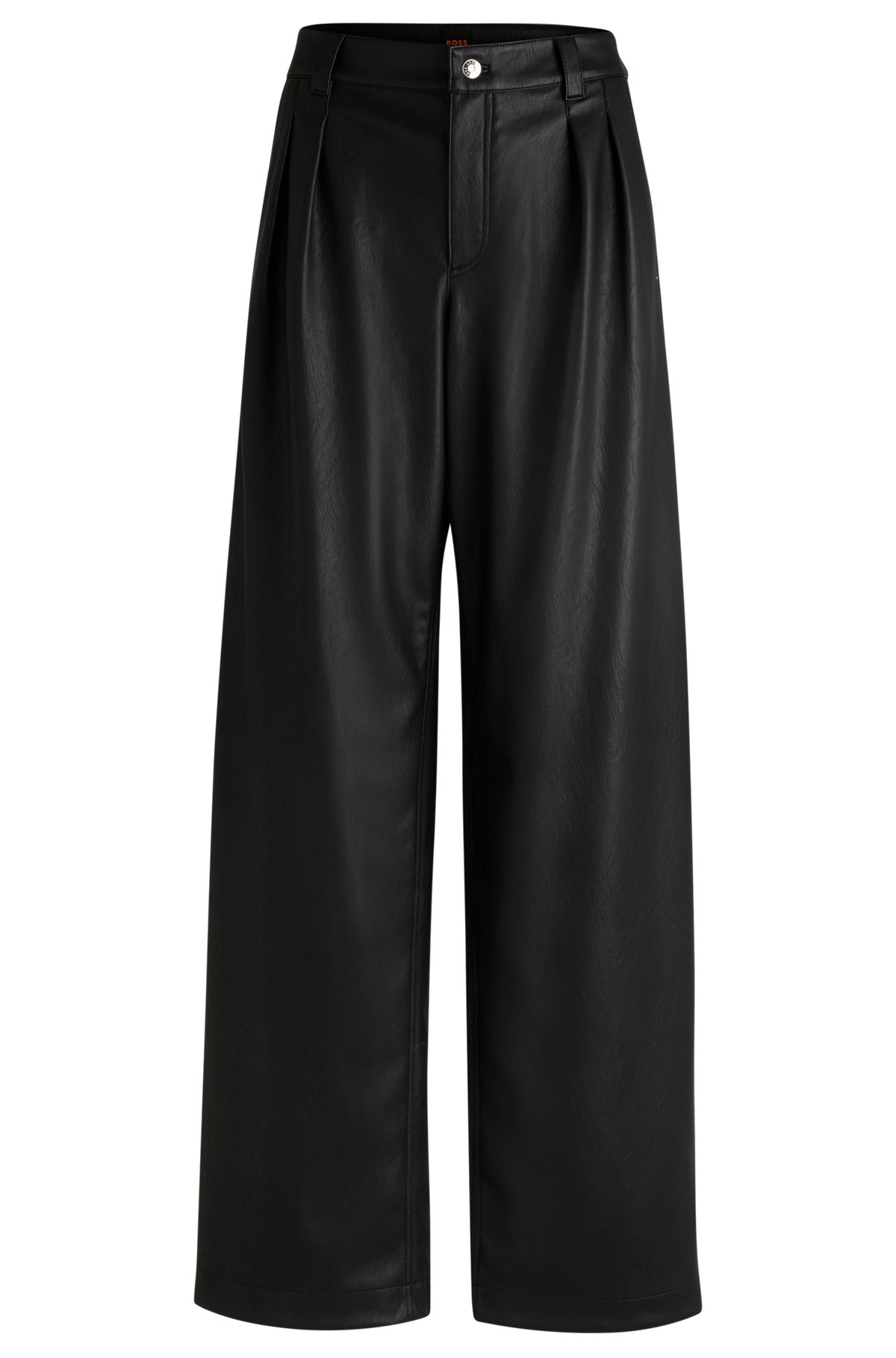 LOOSE-FIT WIDE-LEG TROUSERS IN FAUX LEATHER - 1