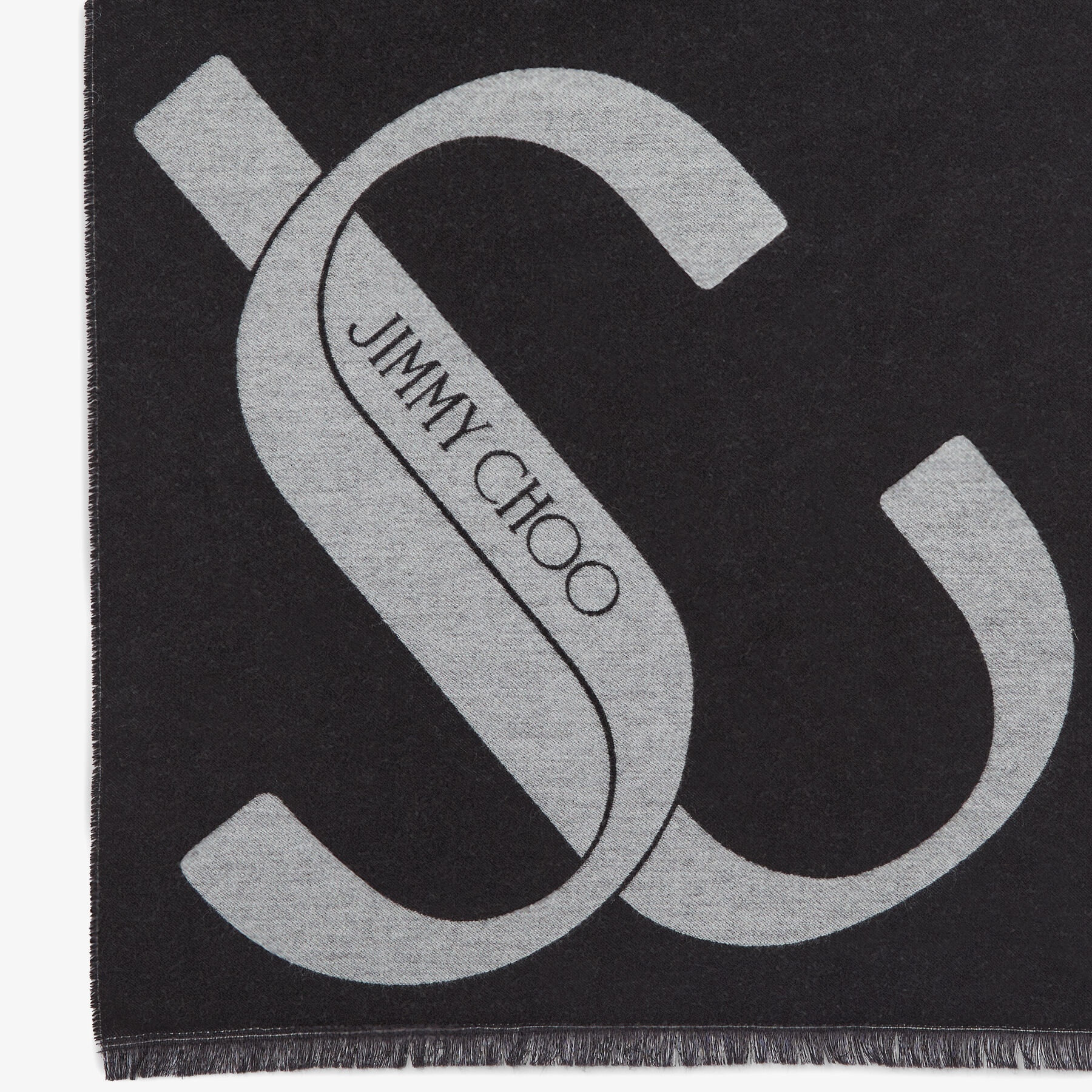 Jordyn
Black Wool and Silk Scarf with Oversized JC Monogram - 2