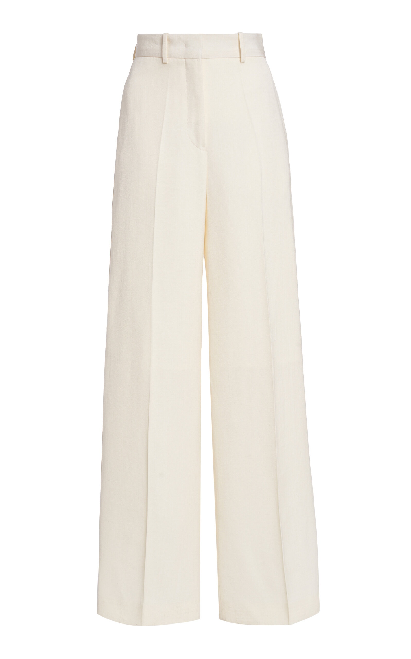 Pleated Silk-Blend Wide-Leg Pants ivory - 1