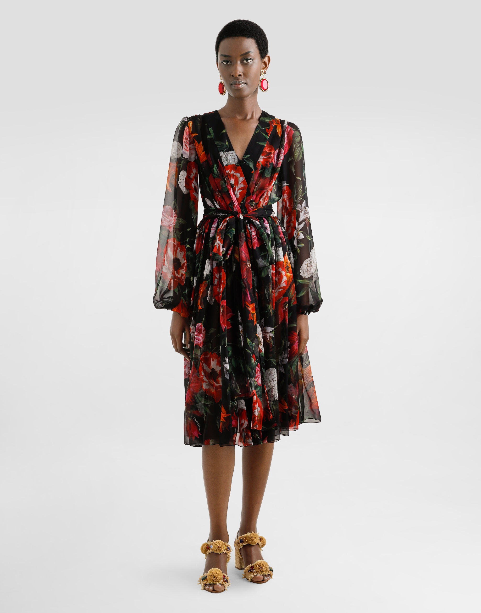Flower-print chiffon dress - 2
