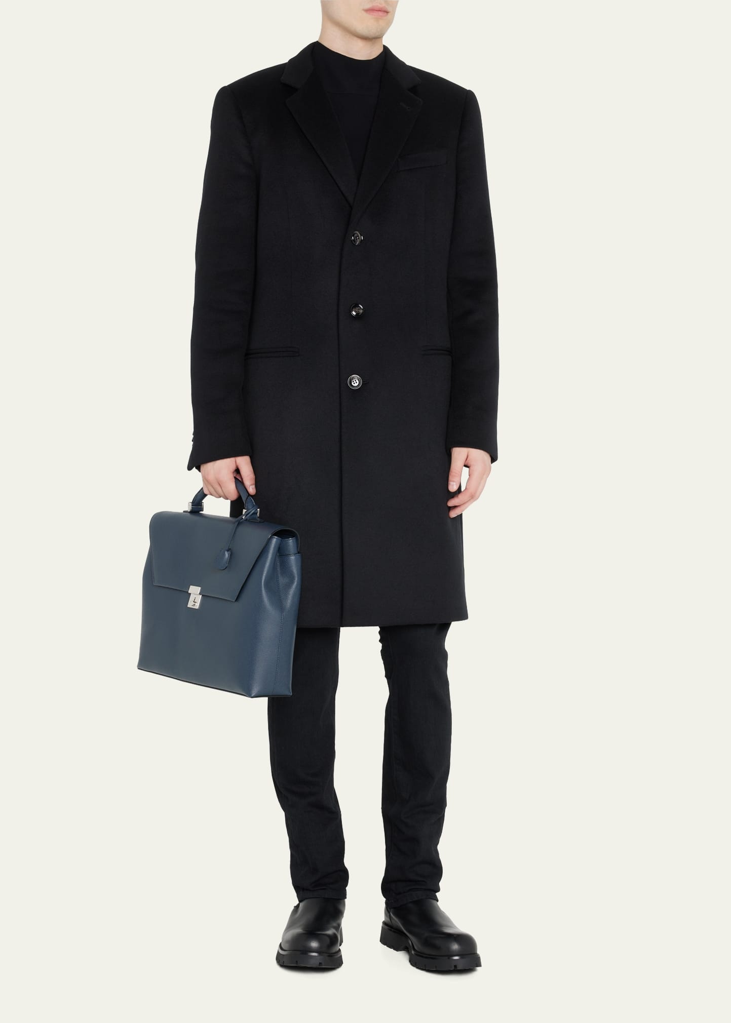 Men's Avietta Pebble Leather Briefcase - 5