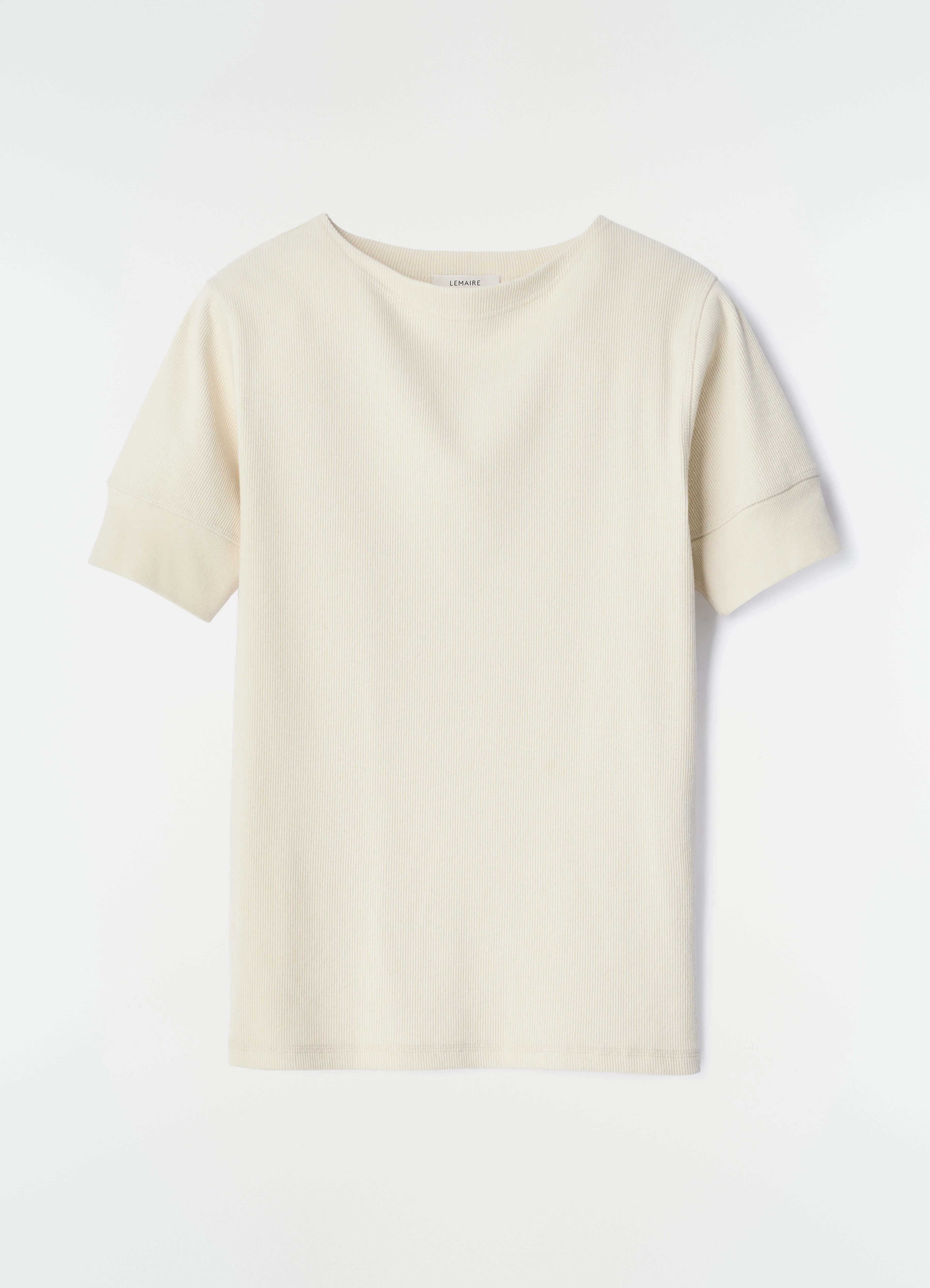 BOAT-NECK T-SHIRT IN LINEN AND COTTON RIBBED JERSEY - 1