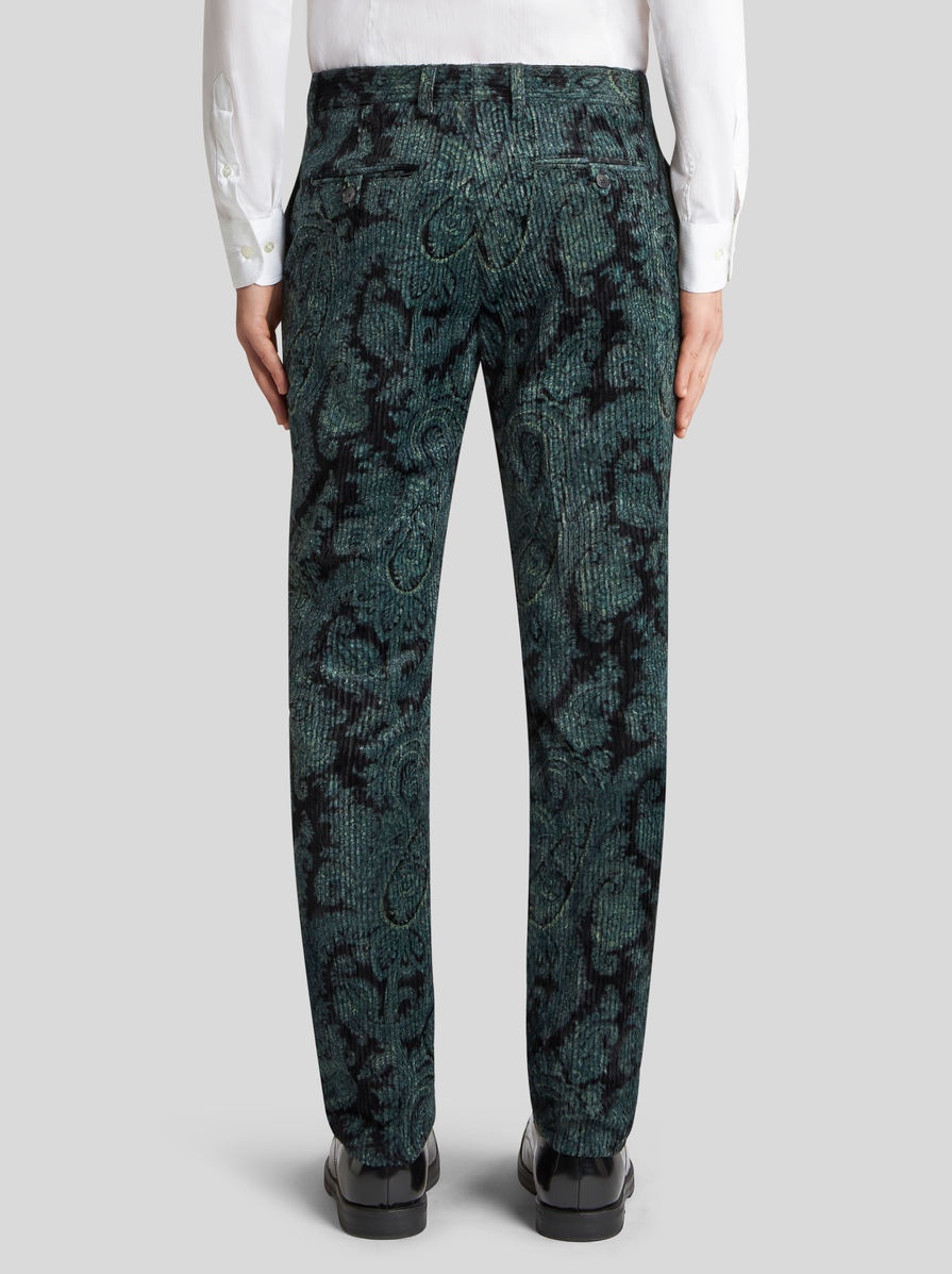 PRINTED RIBBED VELVET TROUSERS - 5