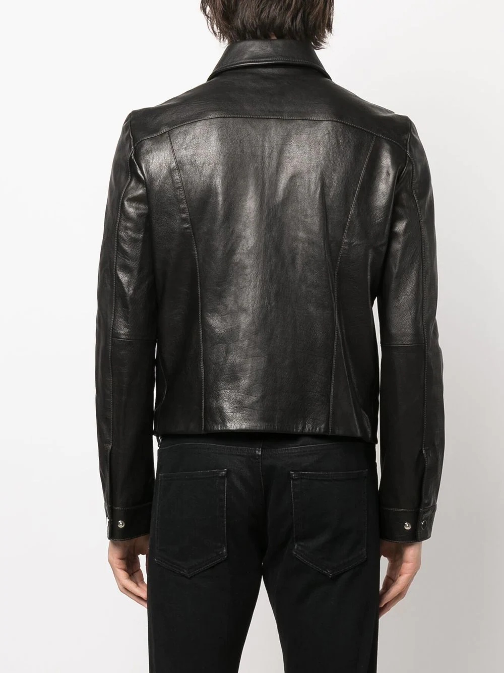 zip-up leather jacket - 4