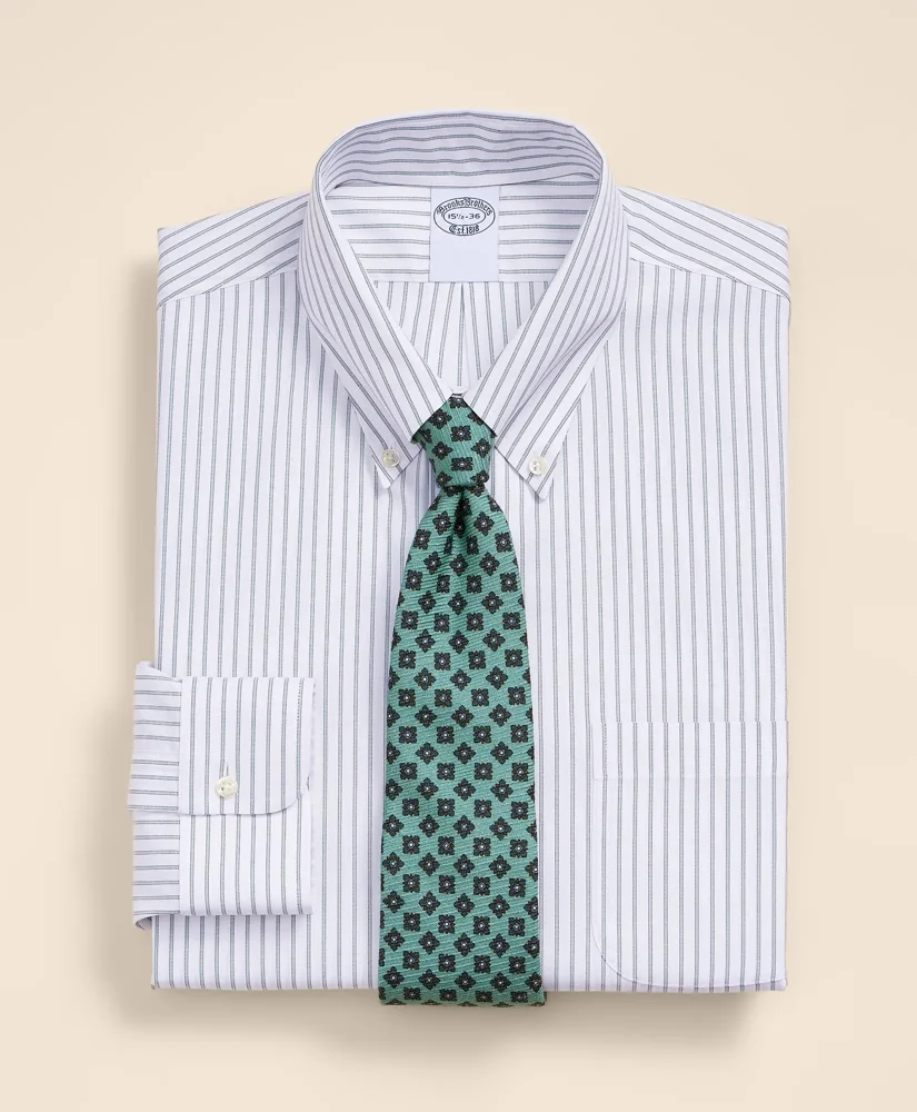 Supima® Cotton Non-Iron Pinpoint Oxford Button-Down Collar Stripe Dress Shirt - 1