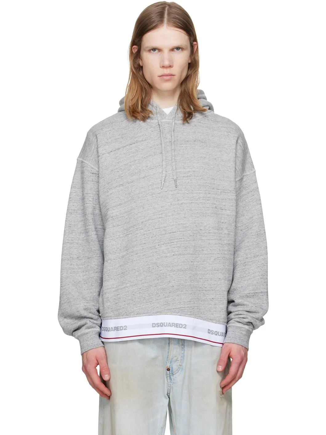 Gray Dsquared2 Tape Relax Fit Hoodie - 1