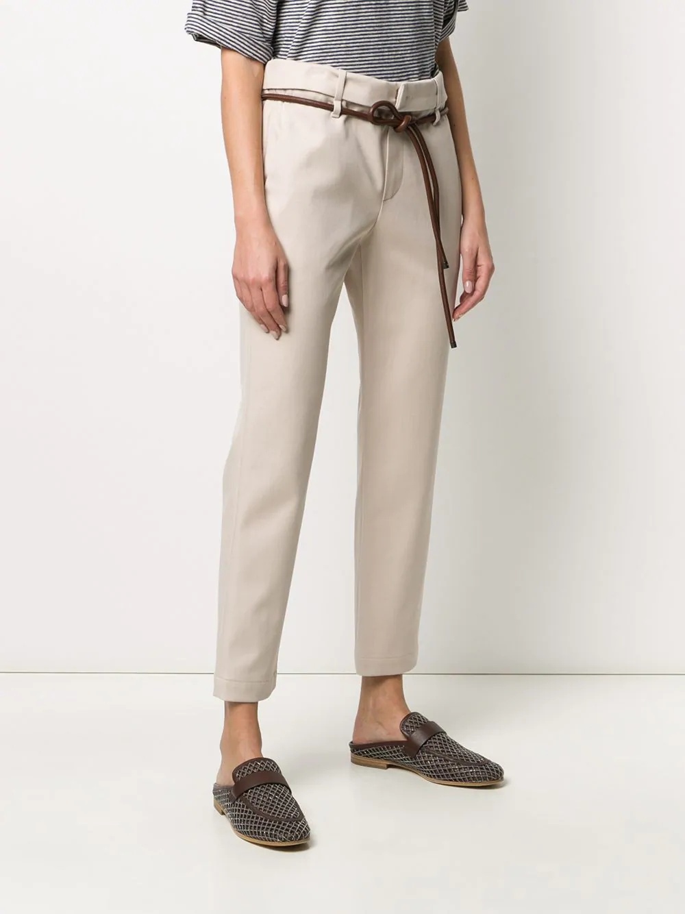 belted slim-fit trousers - 3