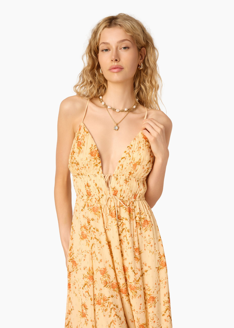 DORINDA CRINKLE CHIFFON MAXI DRESS GOLDEN HOUR 4