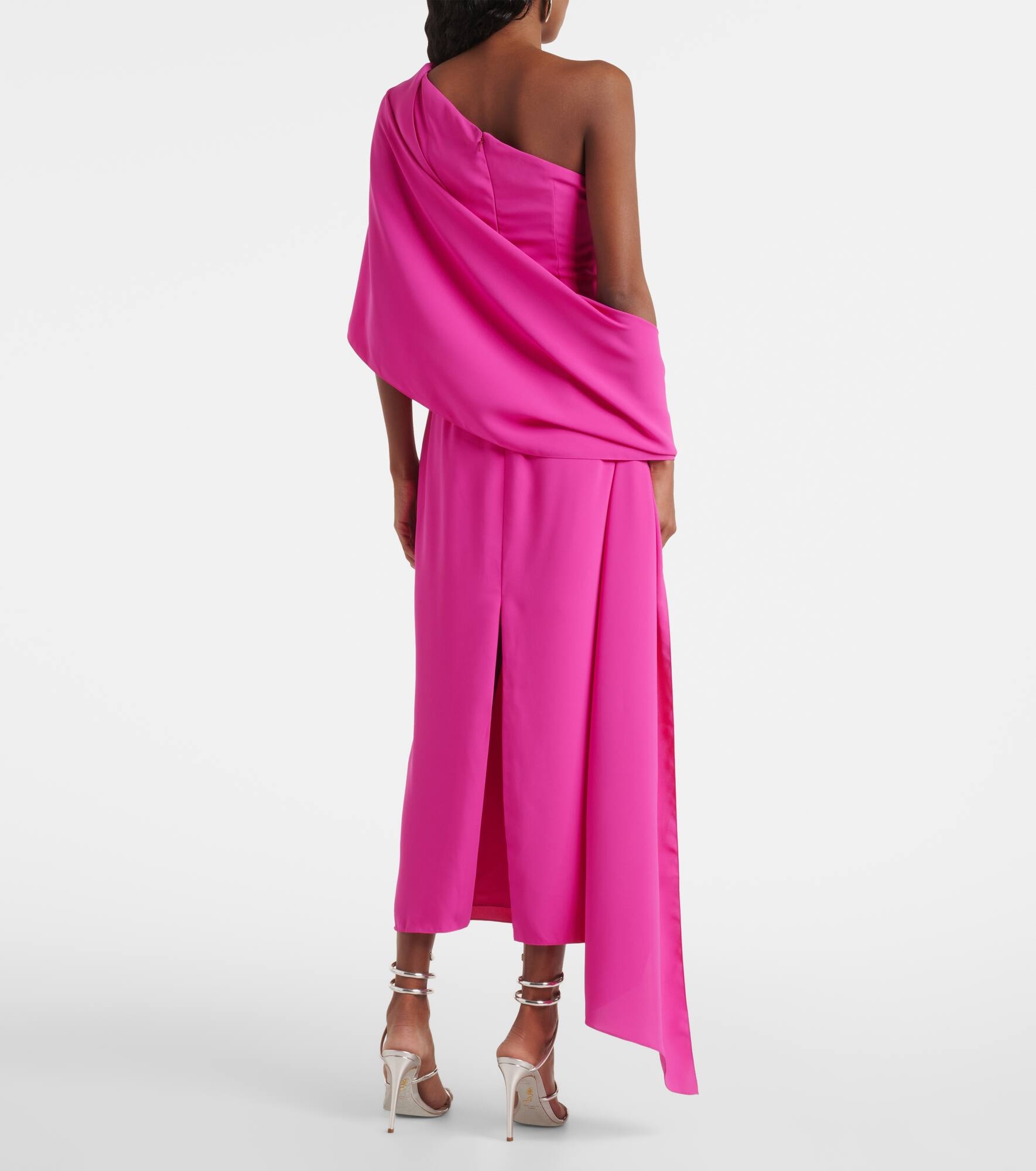 Caped silk crêpe cocktail dress - 3