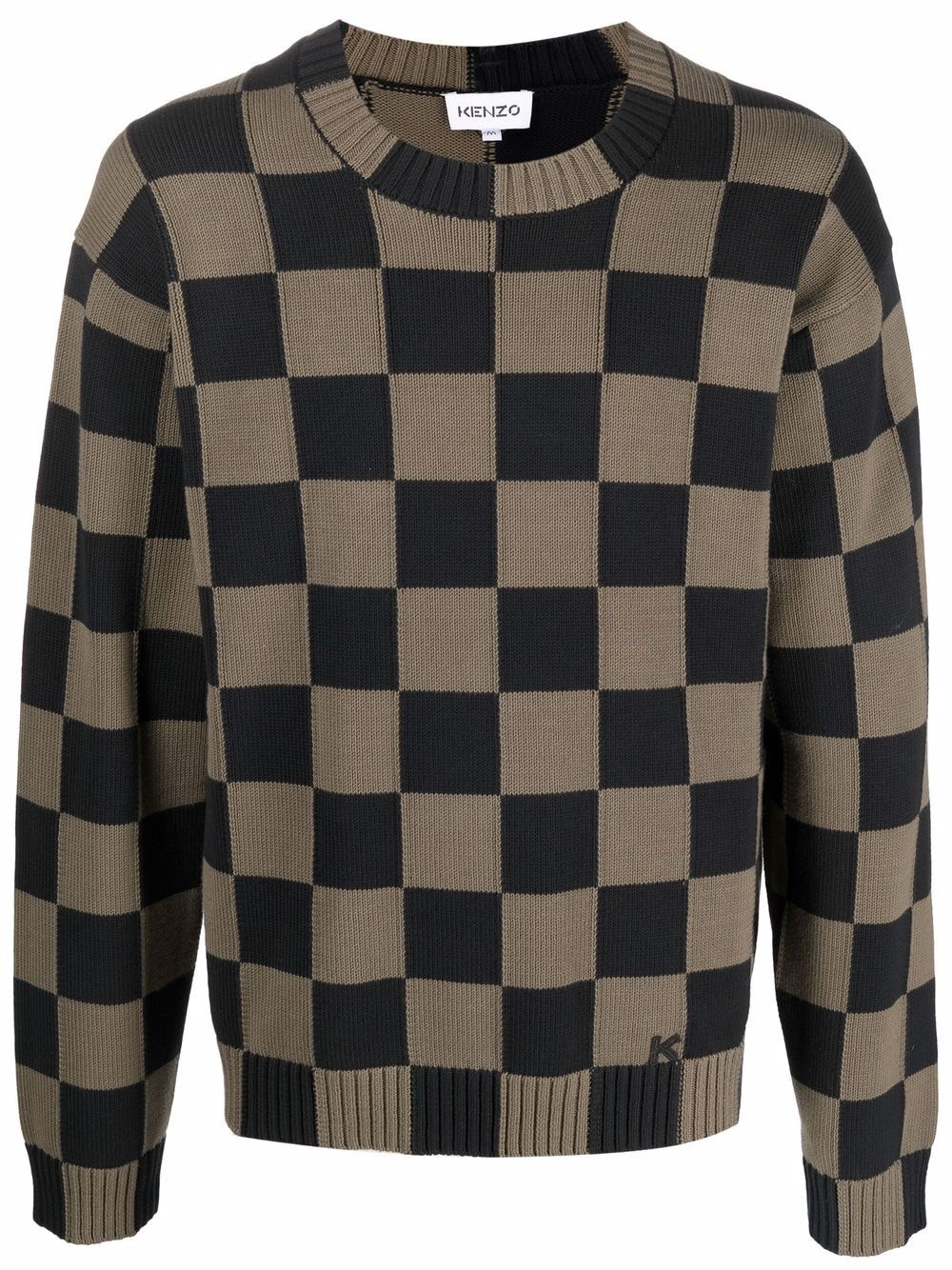 intarsia check-knit jumper - 1