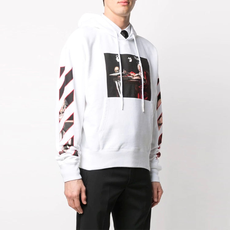 Off-White Printing Stripe hooded Long Sleeves Ordinary Version White OMBB037R21FLE0020125 - 2