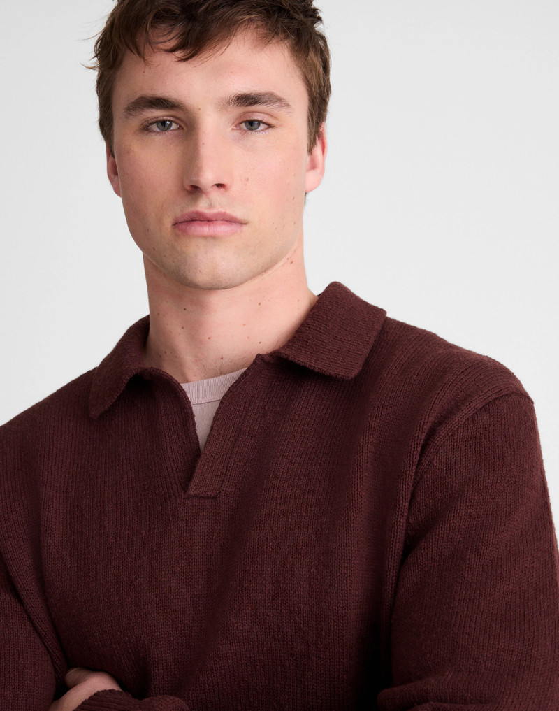 Johnny-Collar Sweater Polo in Textured Cotton 2