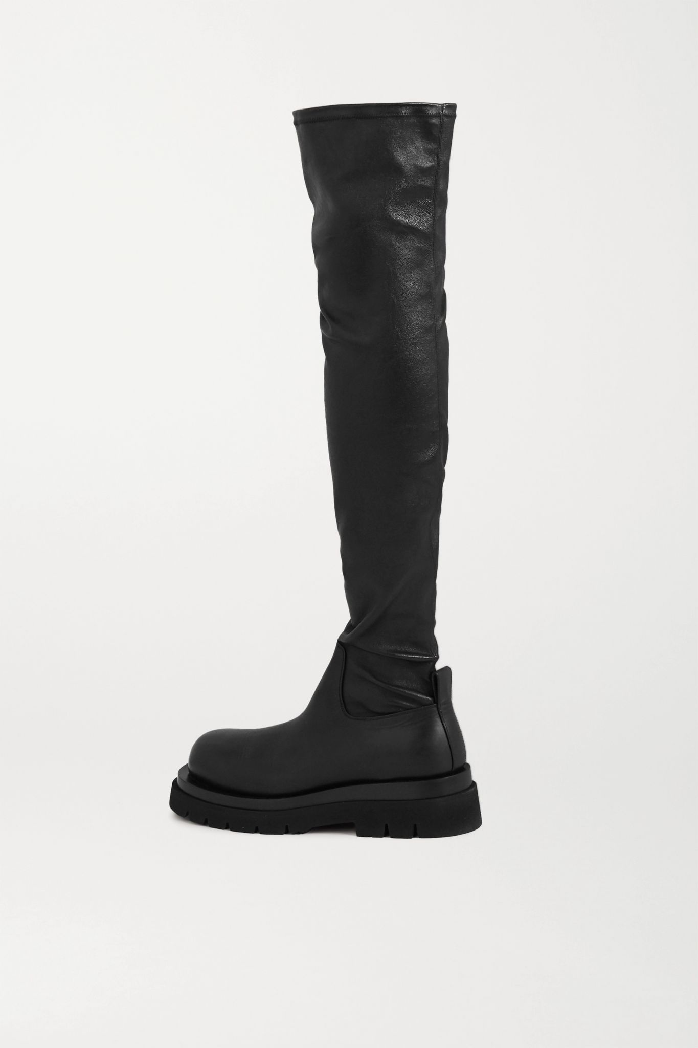 Rubber-trimmed leather over-the-knee boots - 3