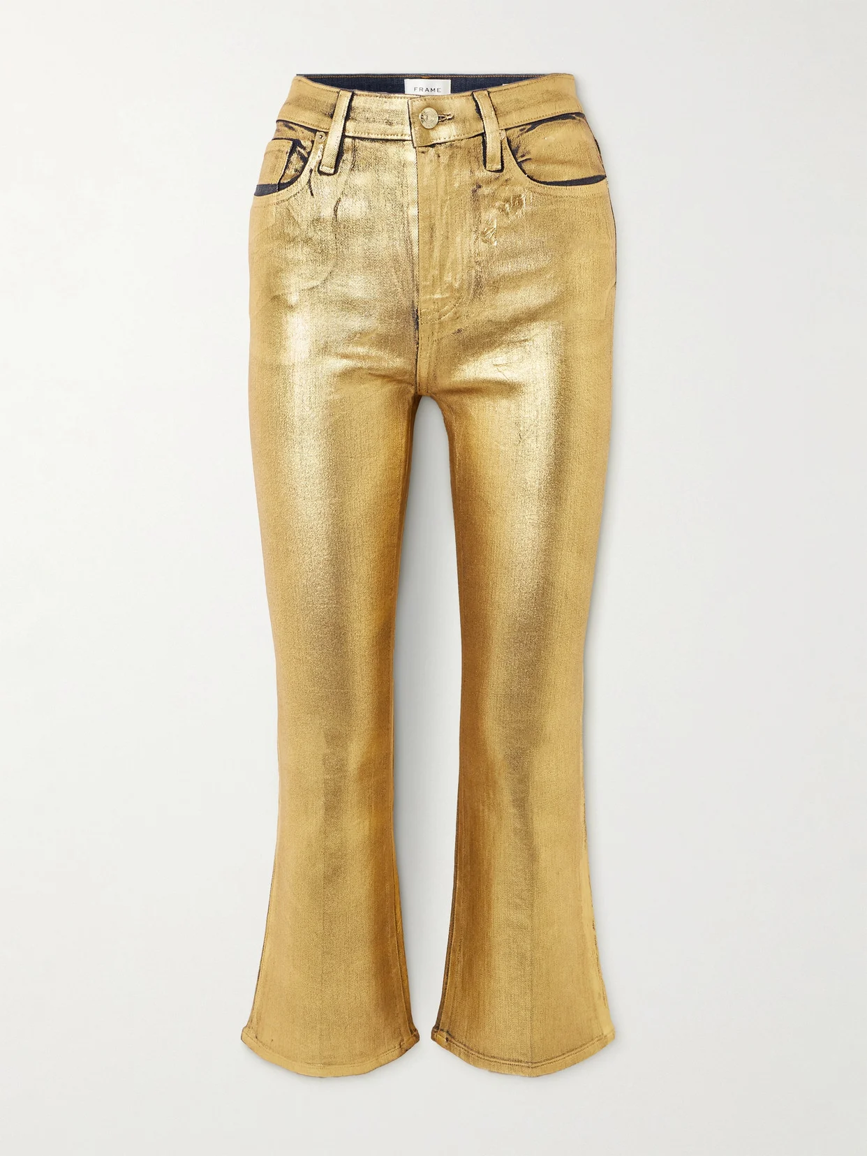 Le Crop Mini Cropped Metallic Coated High-rise Bootcut Jeans - 1