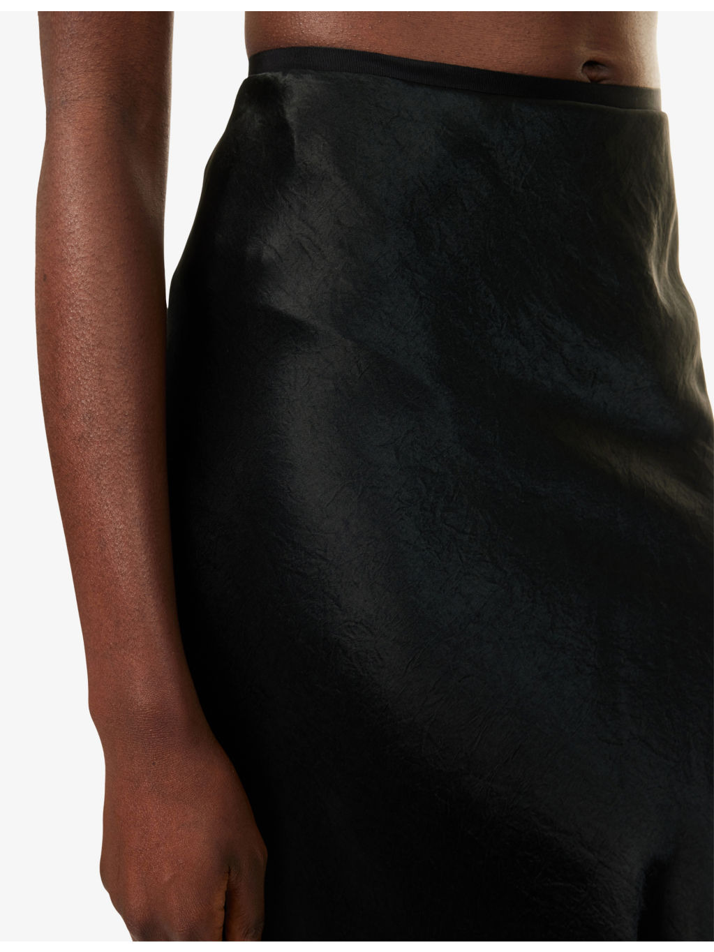 Crinkled-Texture Regular-Fit Woven Midi Skirt - 6
